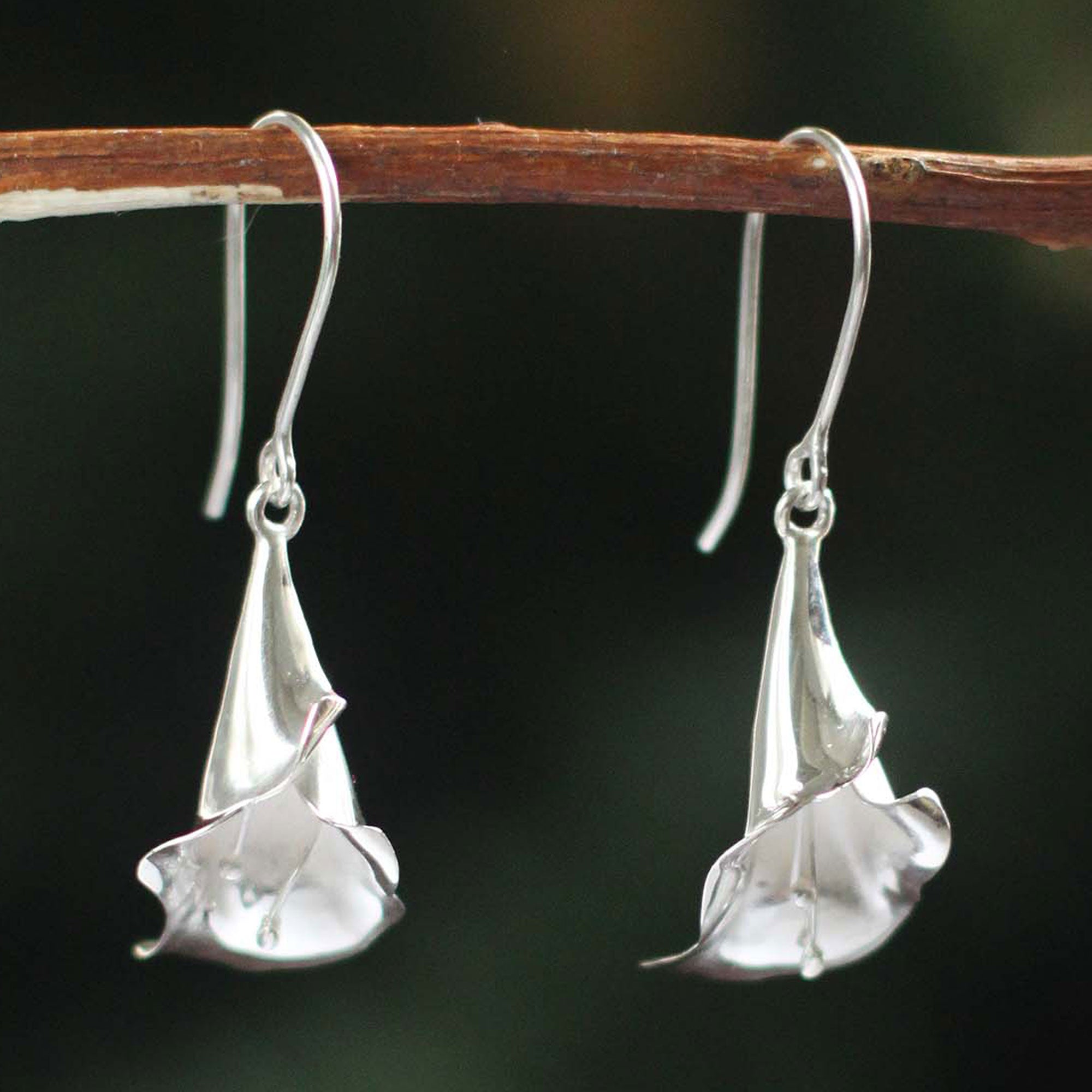 Premium Calla Lily Sterling Silver Earrings - Handcrafted Elegance