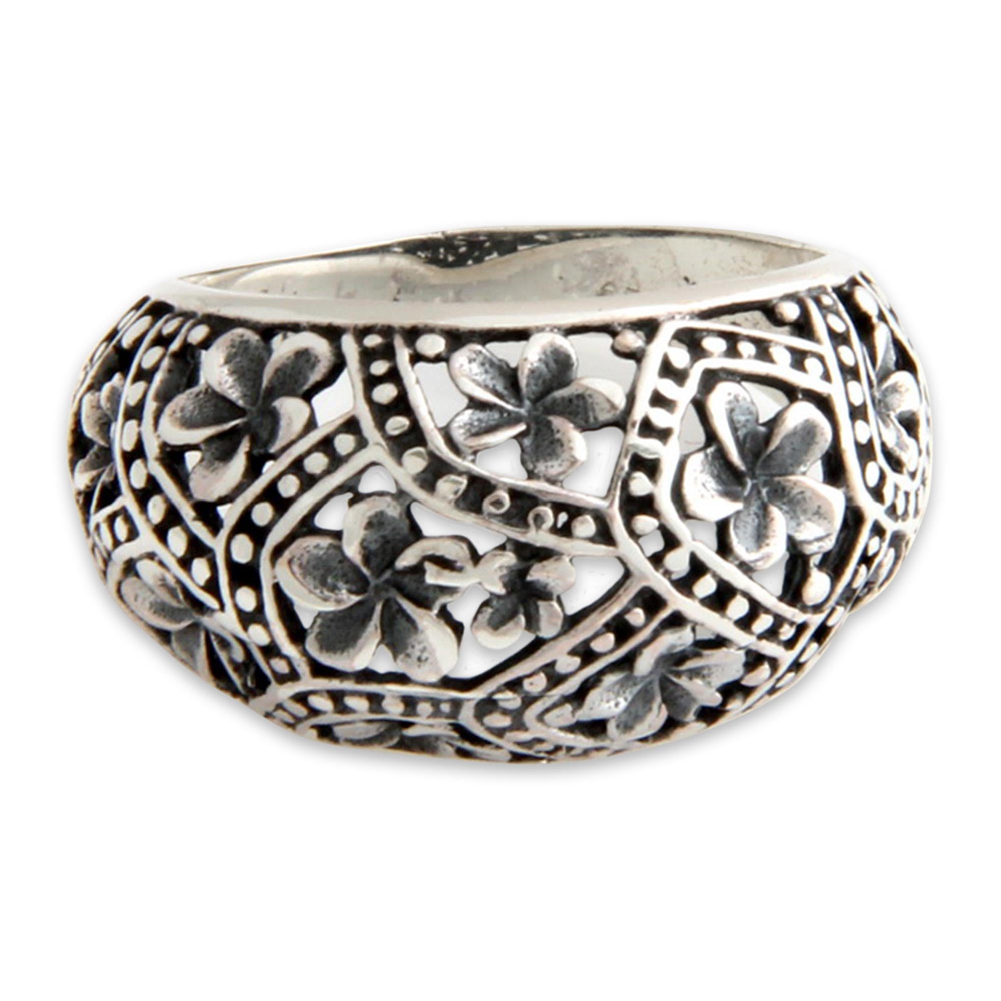 Premium Frangipani Mystique Sterling Silver Floral Ring