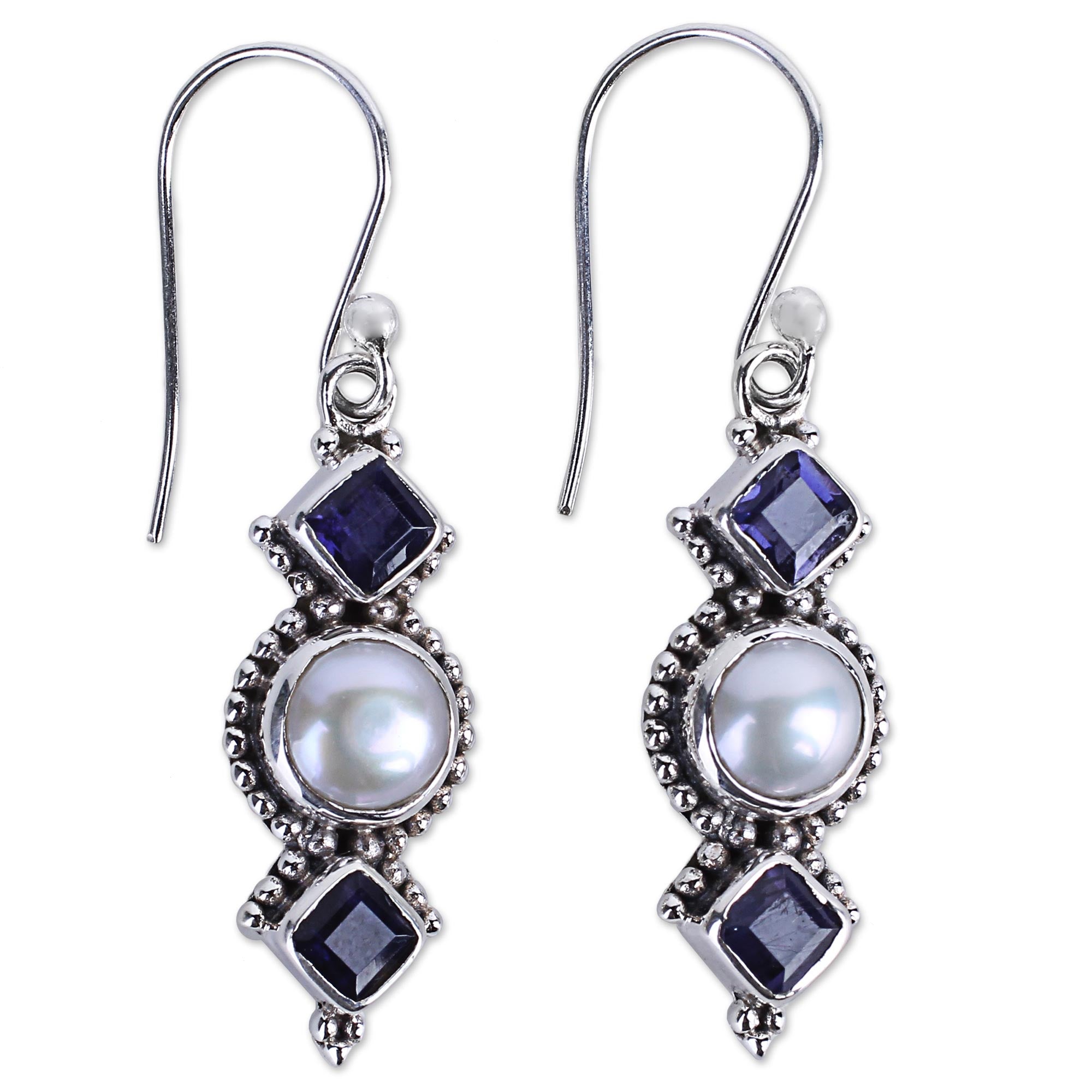 Premium Lunar Allure Silver Dangle Earrings - Elegant Handmade Jewelry