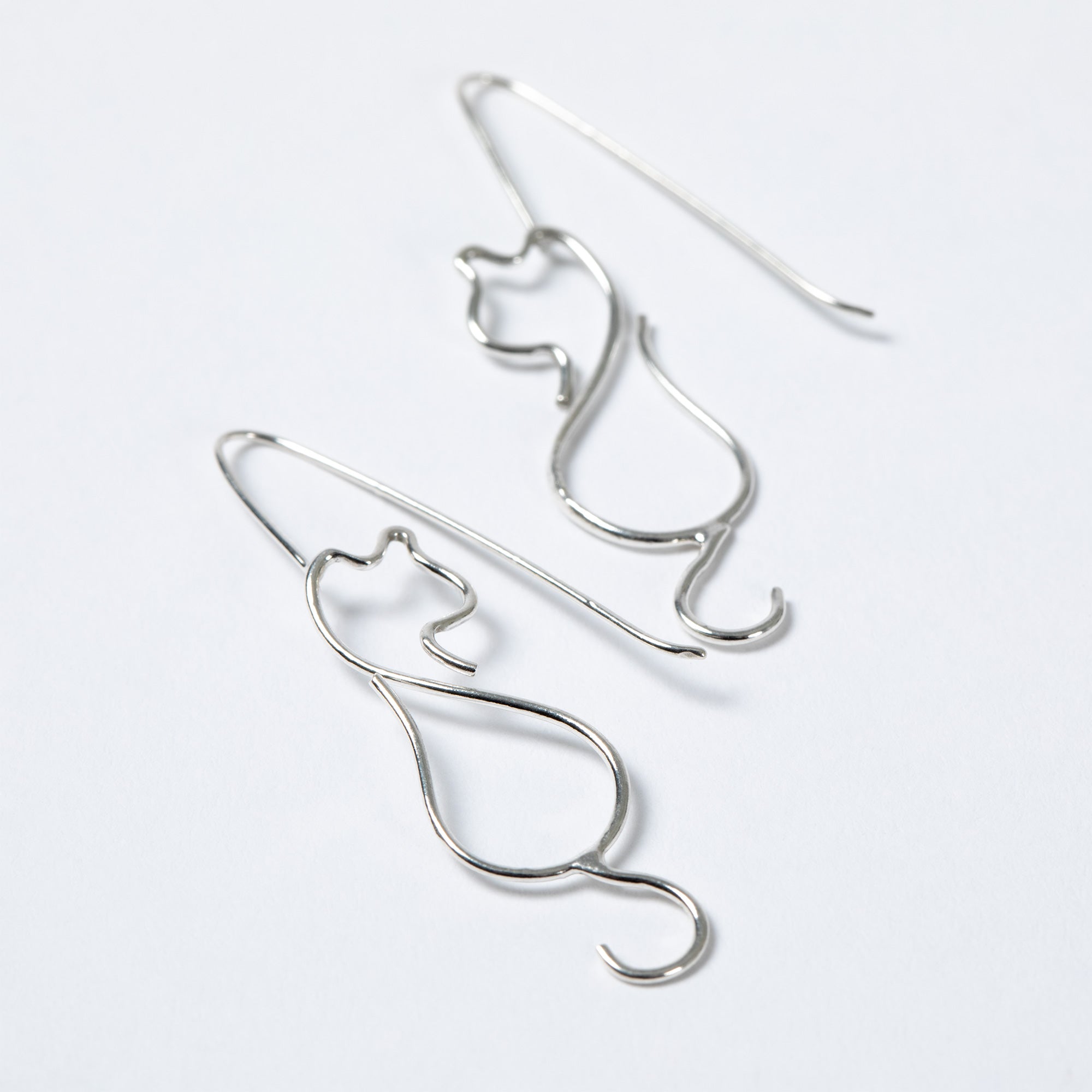 Premium Minimalist Cat Sterling Silver Earrings - Fair Trade Handmade