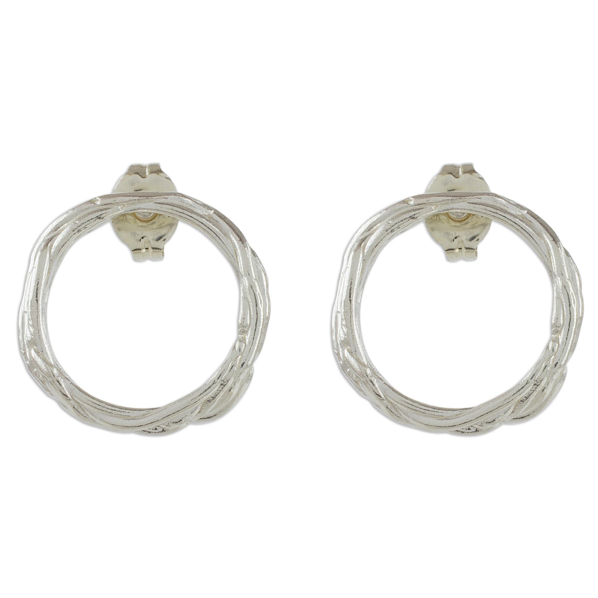 Premium Love Nest Sterling Silver Circle Wreath Drop Earrings