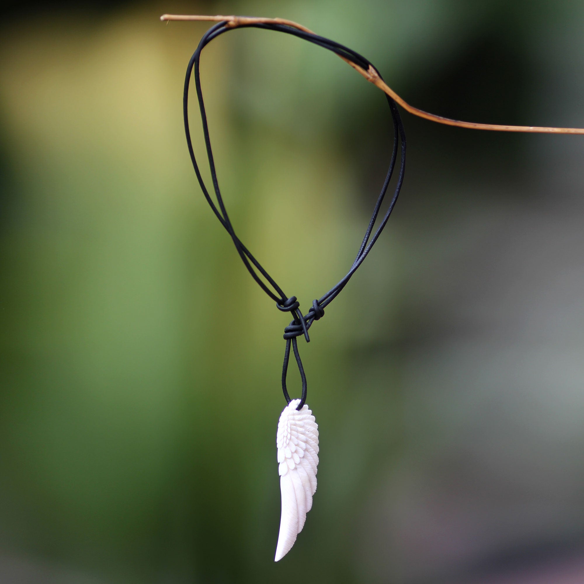 Premium Angel Wing Men's Leather Pendant Necklace