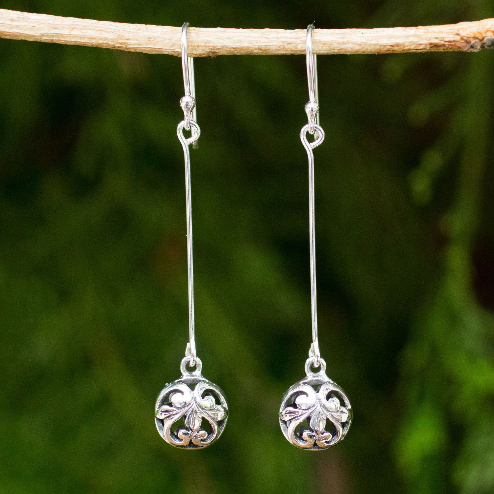 Premium Filigree Charm Sterling Silver Dangle Earrings - Handmade Elegance