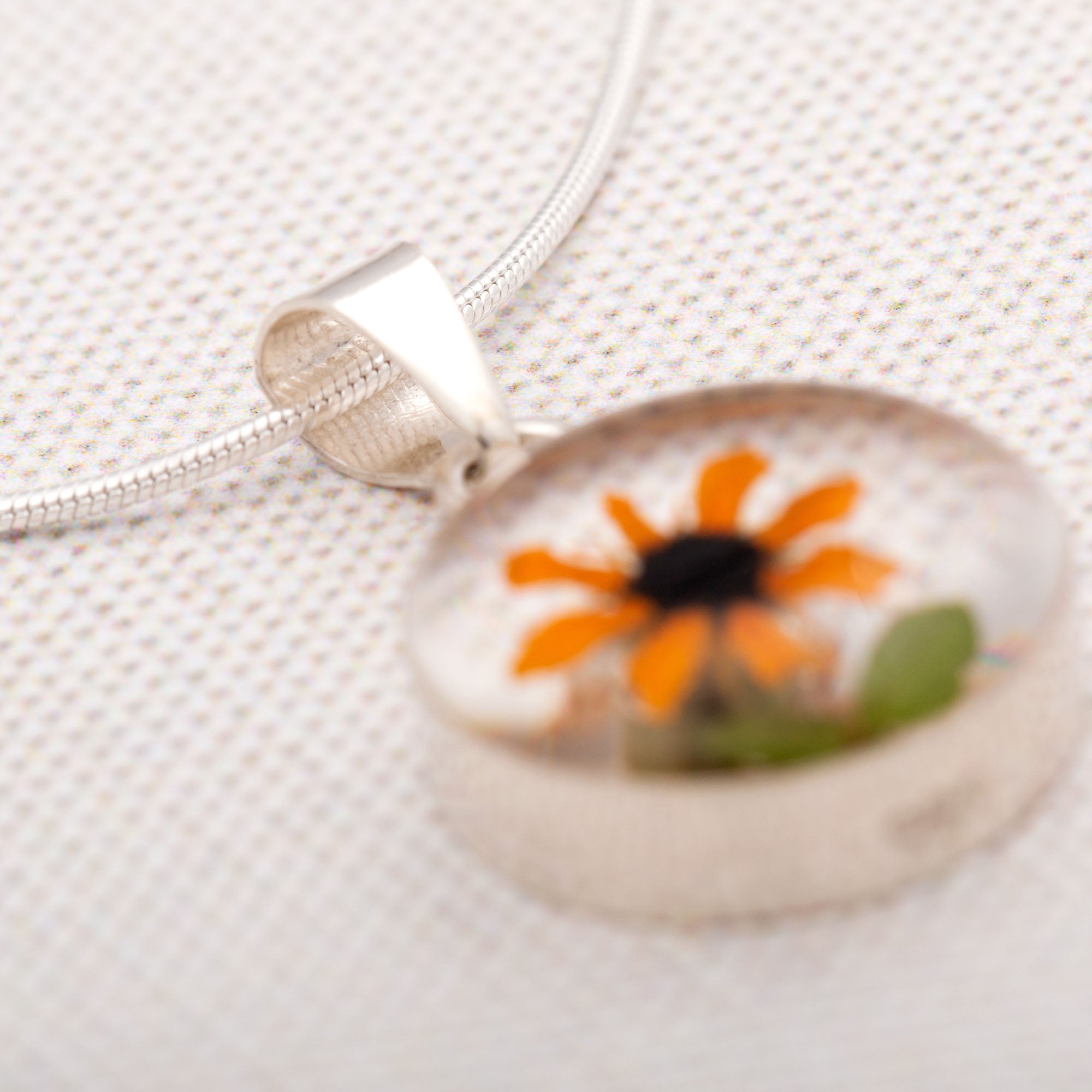 Premium Sterling Silver & Real Sunflower Necklace - Handmade Fair Trade Jewelry