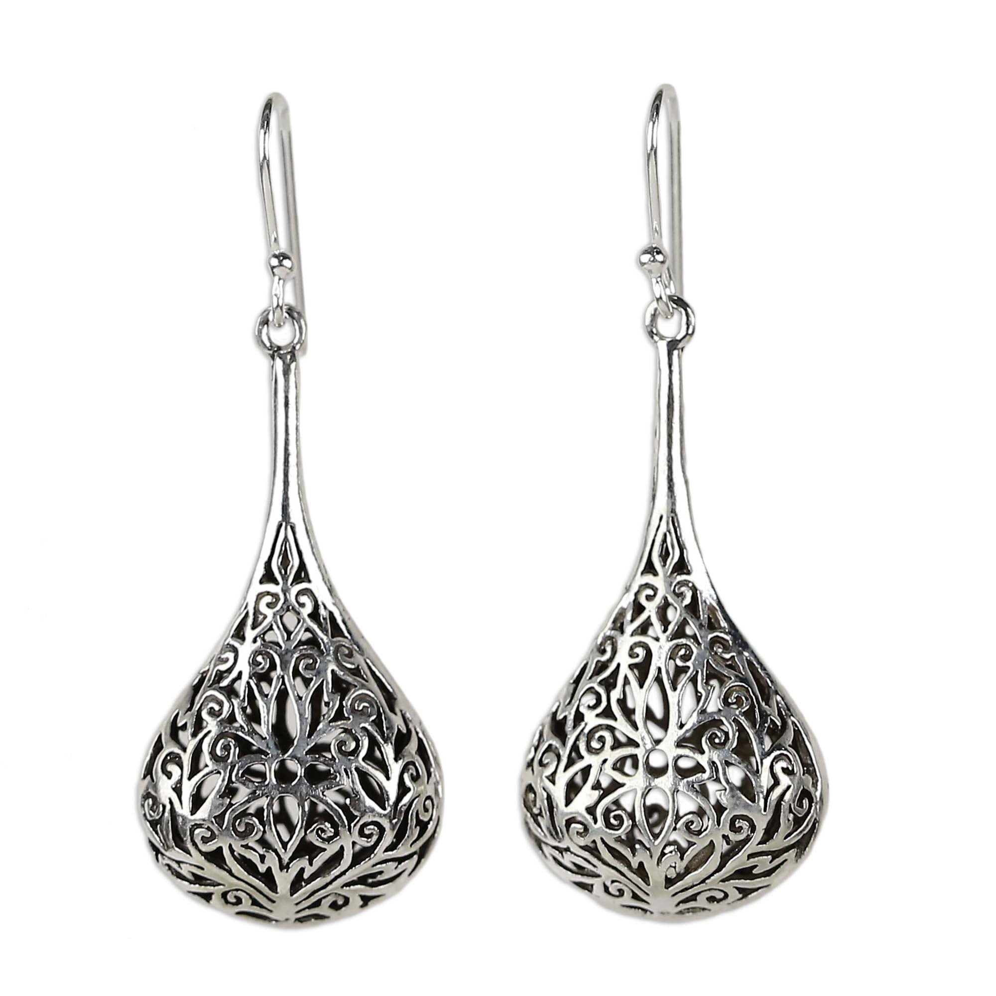 Premium Filigree Teardrop Sterling Silver Earrings - Modern Heirloom