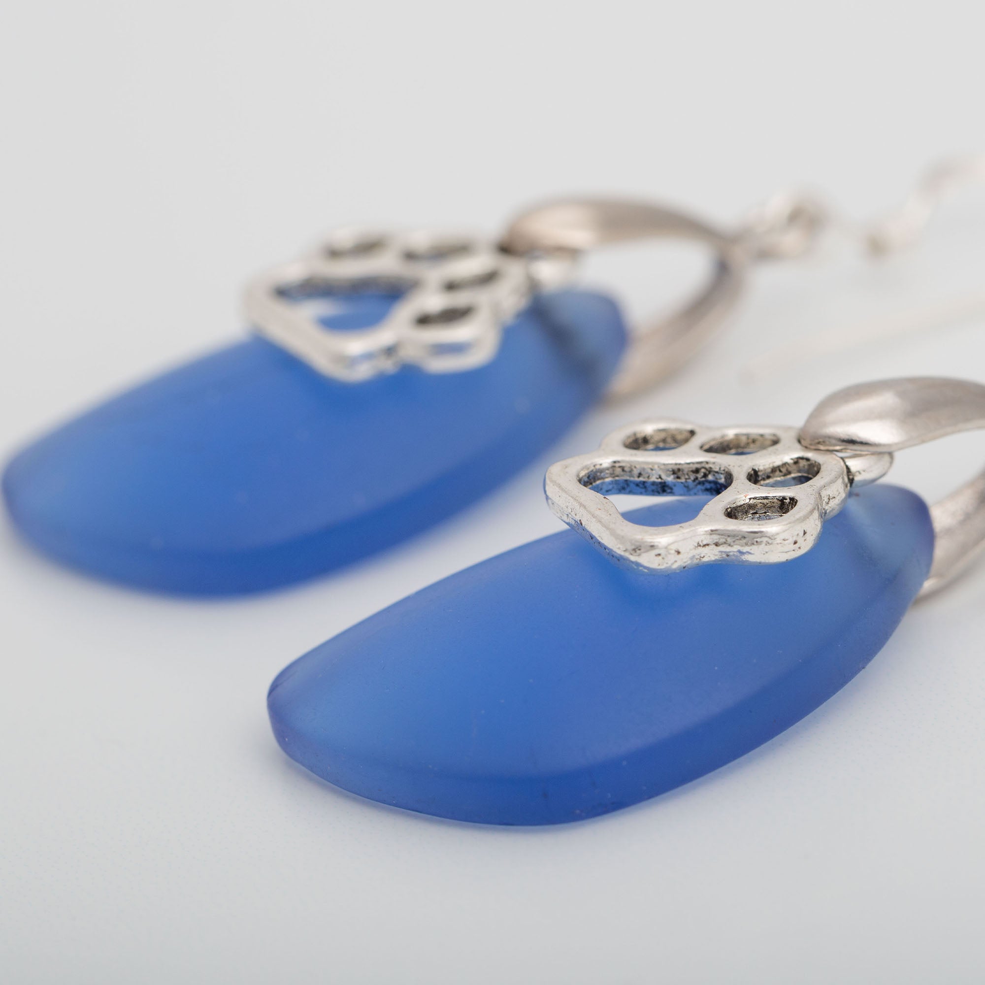 Premium Paw Print Sea Glass Earrings - Handcrafted in the U.S.A.