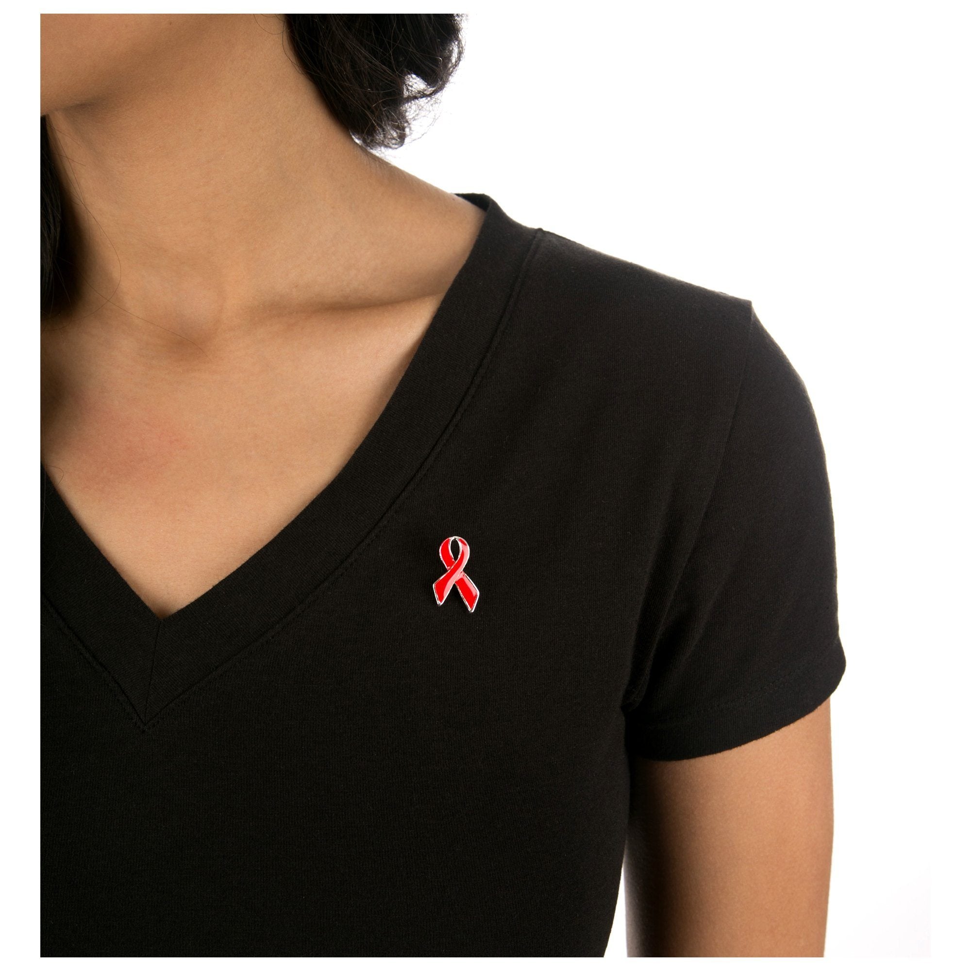 Premium Red Ribbon Lapel Pin - Symbol of Support & Awareness