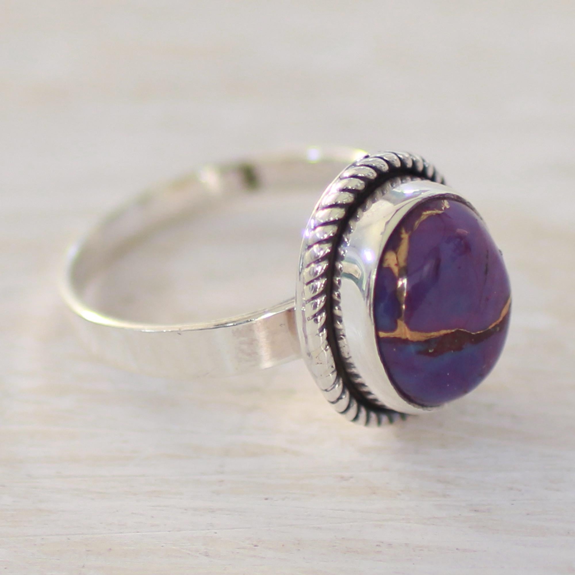 Premium Handmade Purple Turquoise Silver Ring