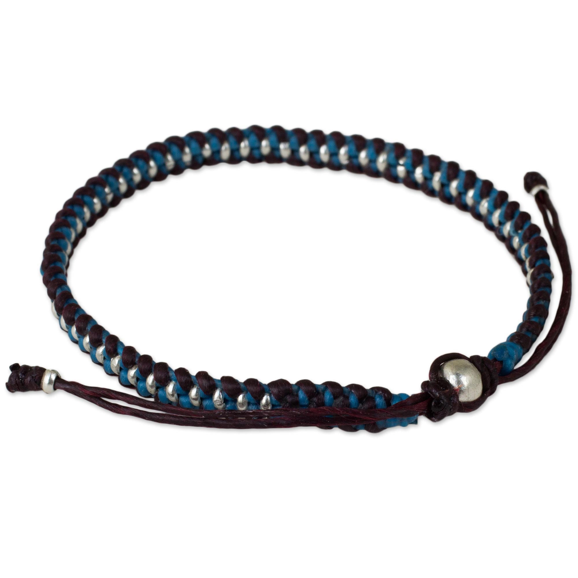 Premium Artisan Crafted Friendship Bracelet - Blue & Silver Accents