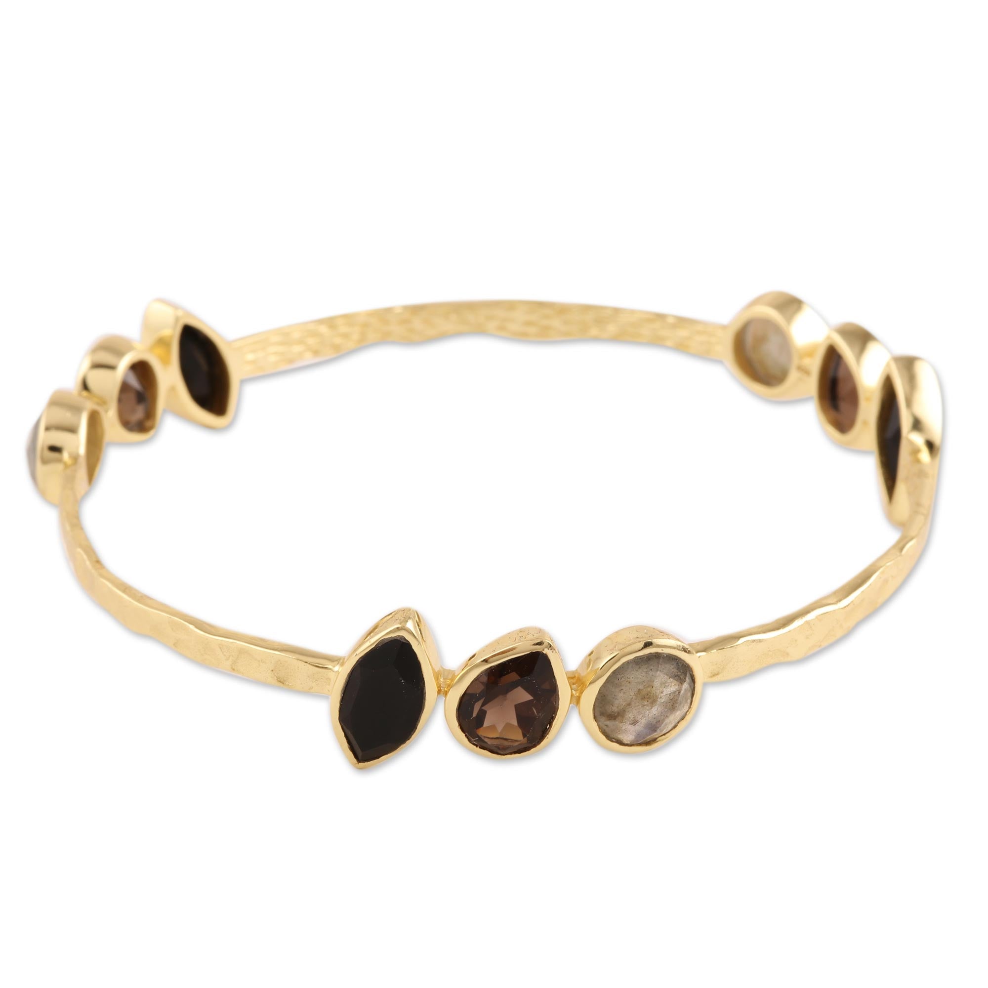 Premium Harmonious Sparkle Gold Plated Multi-Gemstone Bangle Bracelet - Indian Artisan Design