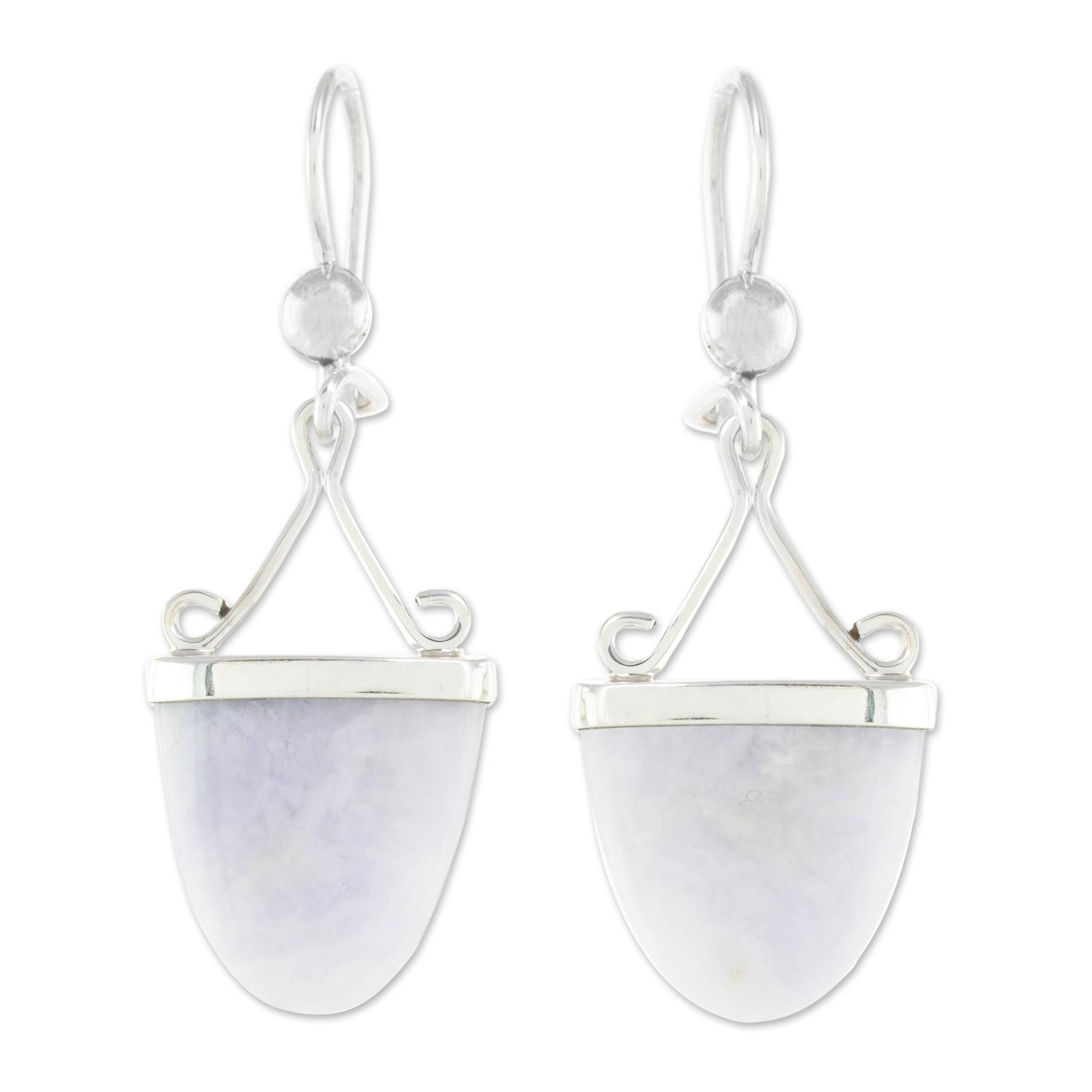 Premium Lilac Jade Earrings - Artisan Crafted Sterling Silver Jewelry