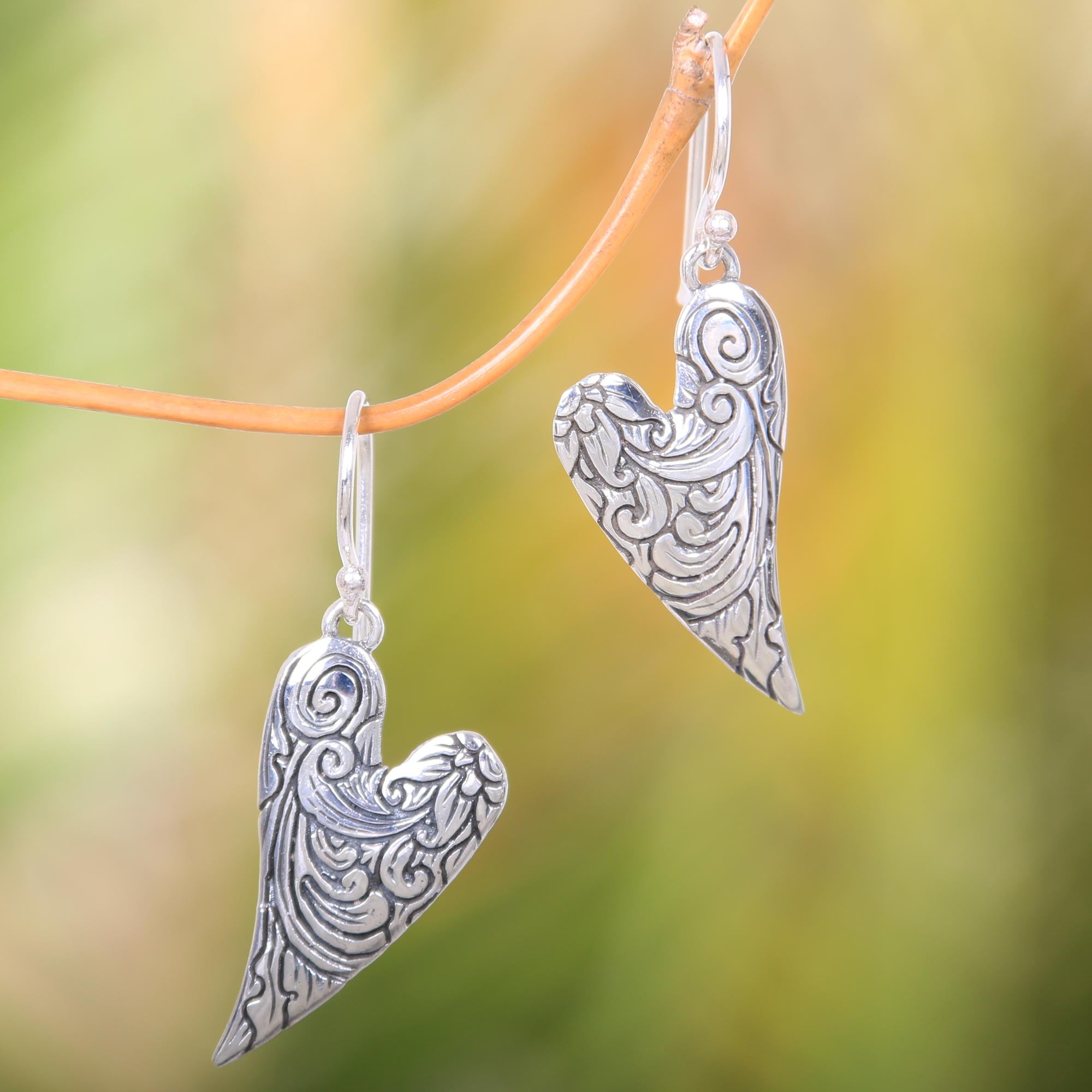 Premium Dove Wings Silver Dangle Earrings - Handcrafted Elegance