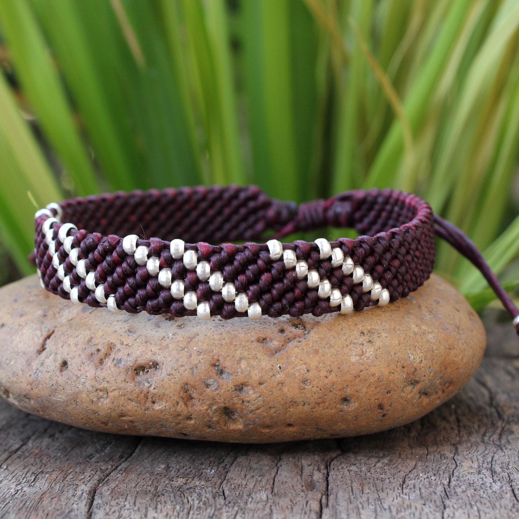 Premium Diagonal Mulberry Hill Tribe Silver Adjustable Bracelet