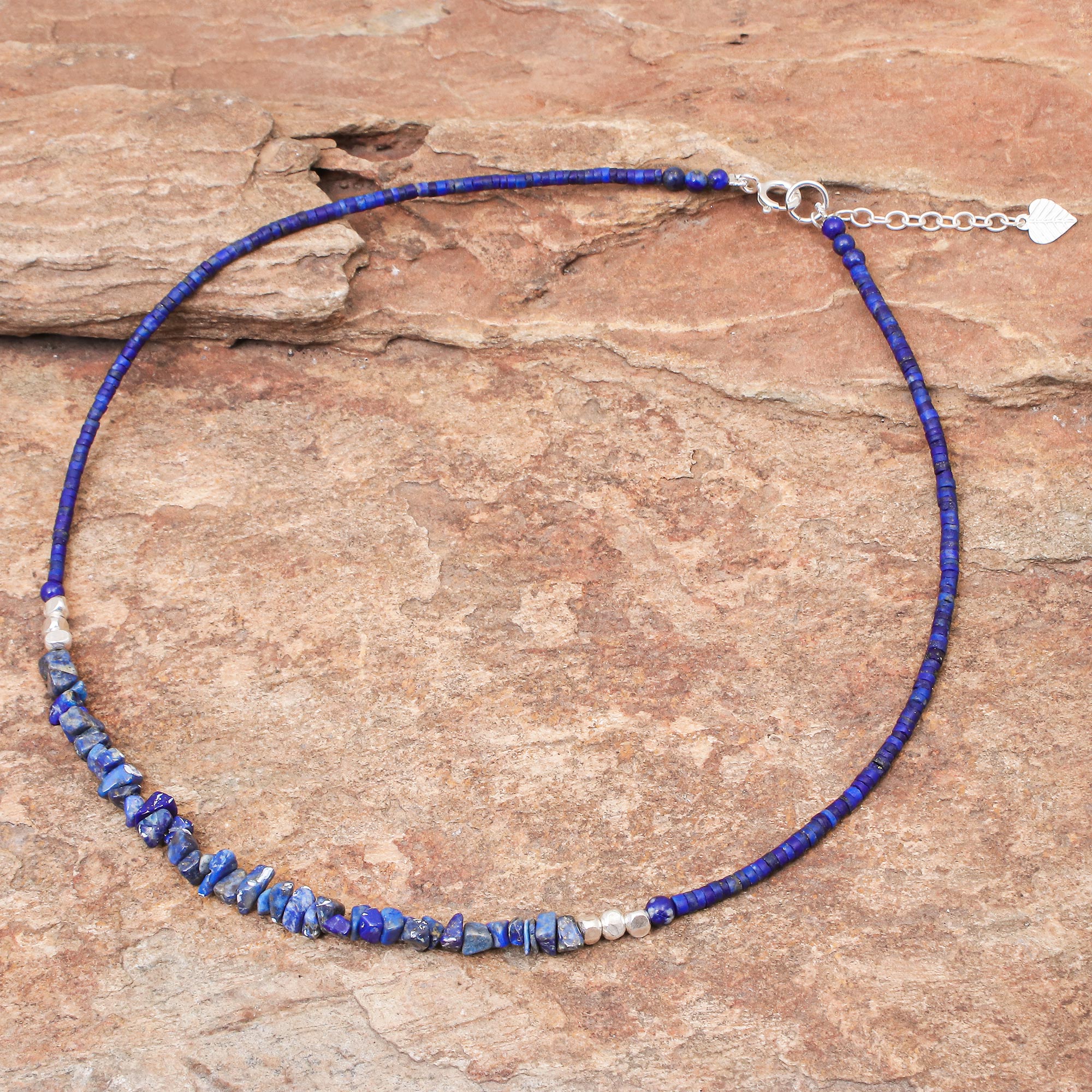 Premium Lapis Lazuli & Karen Silver Beaded Necklace – Nature's Finest Elegance