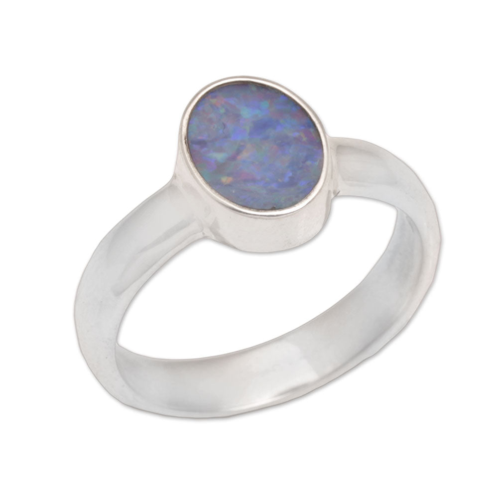 Premium Sky Blue Opal Sterling Silver Ring – Handcrafted Elegance