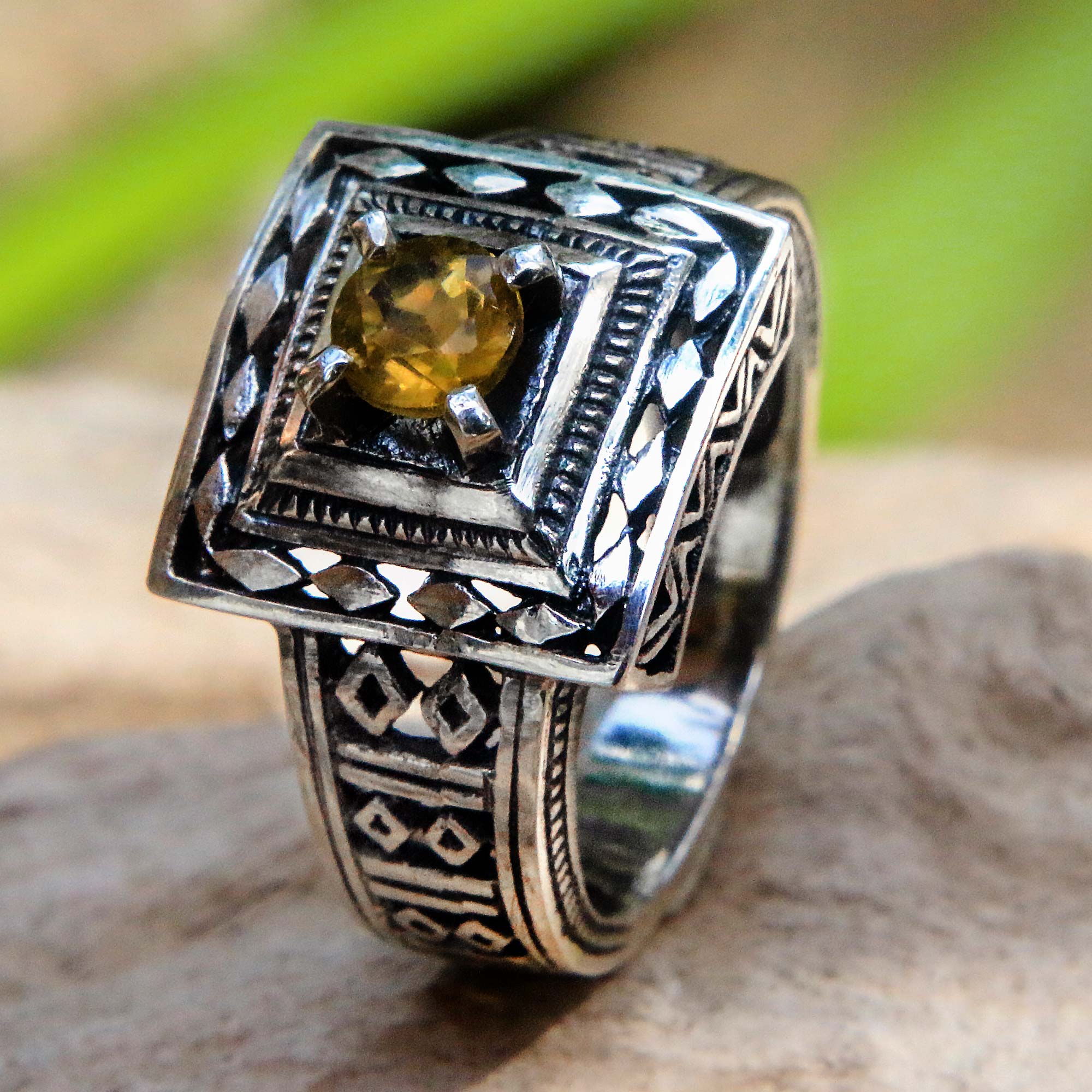 Premium Ayung Terraces Artisan Sterling Silver & Citrine Ring