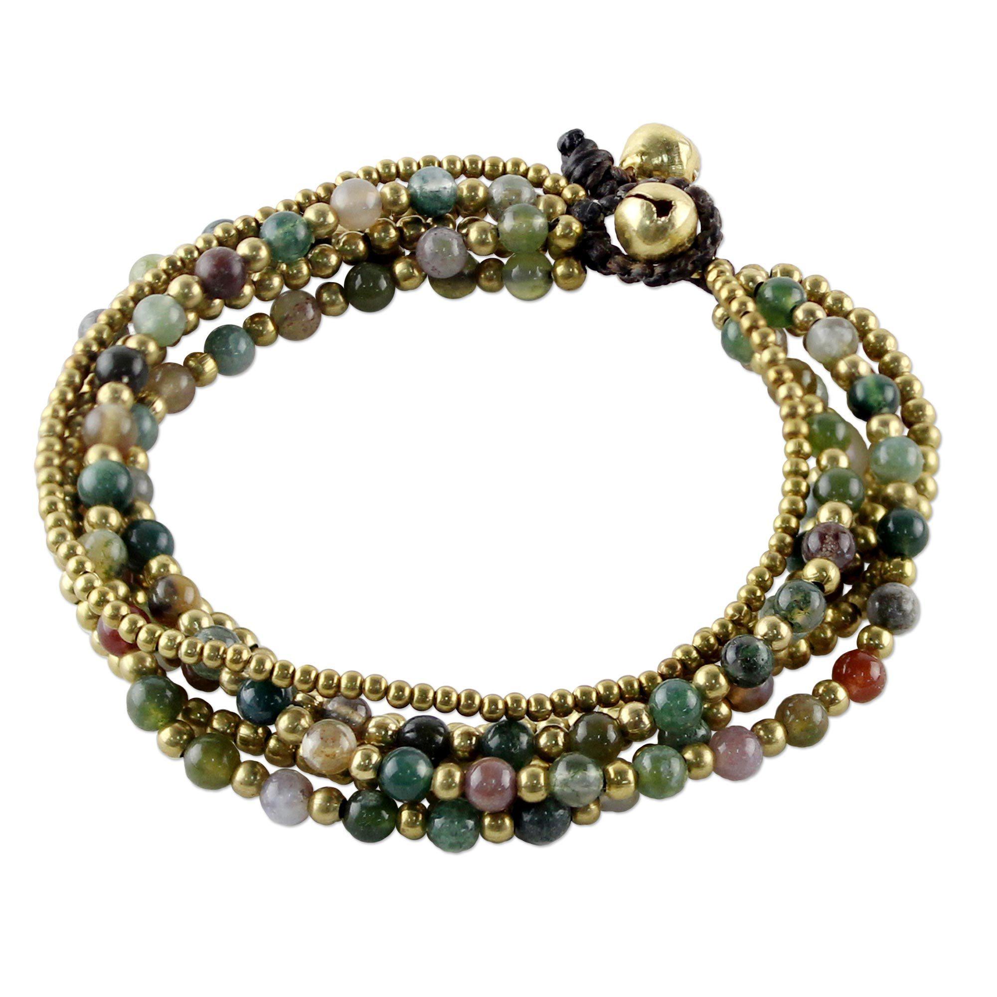 Premium Jasper Brass Multi-Strand Beaded Bracelet - Handmade Fair Trade Jewelry