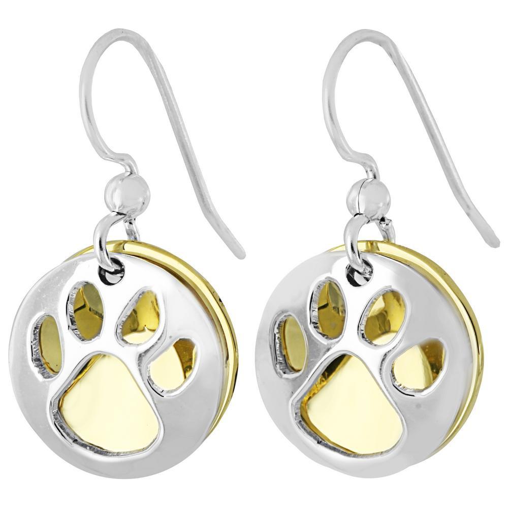 Premium Paw Print Silver-Plated Earrings - Handmade Elegance