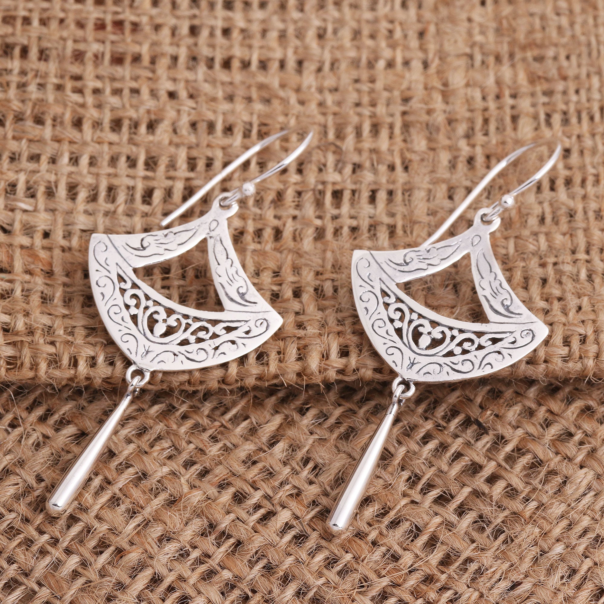 Premium Sterling Silver Paper Lantern Dangle Earrings by Dwi Adiastuti