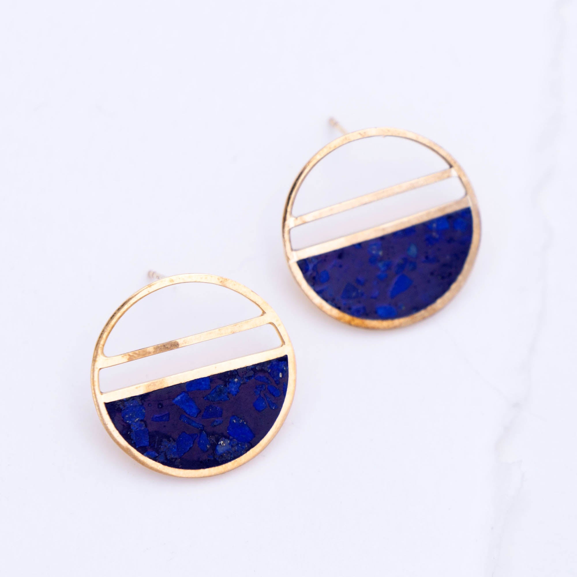 Premium Lapis Minimalist Earrings - Handcrafted Fair Trade Jewelry