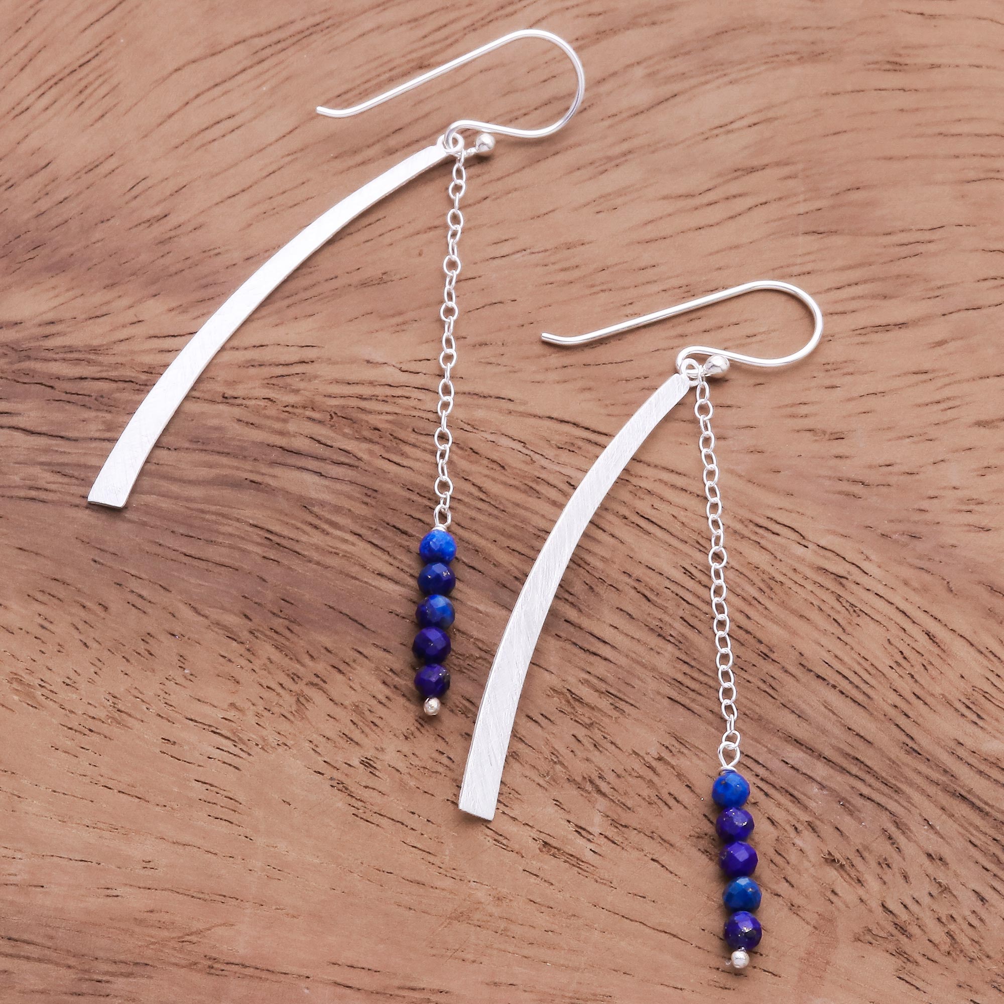 Premium Modern Lapis Lazuli Dangle Earrings - Handcrafted in Thailand