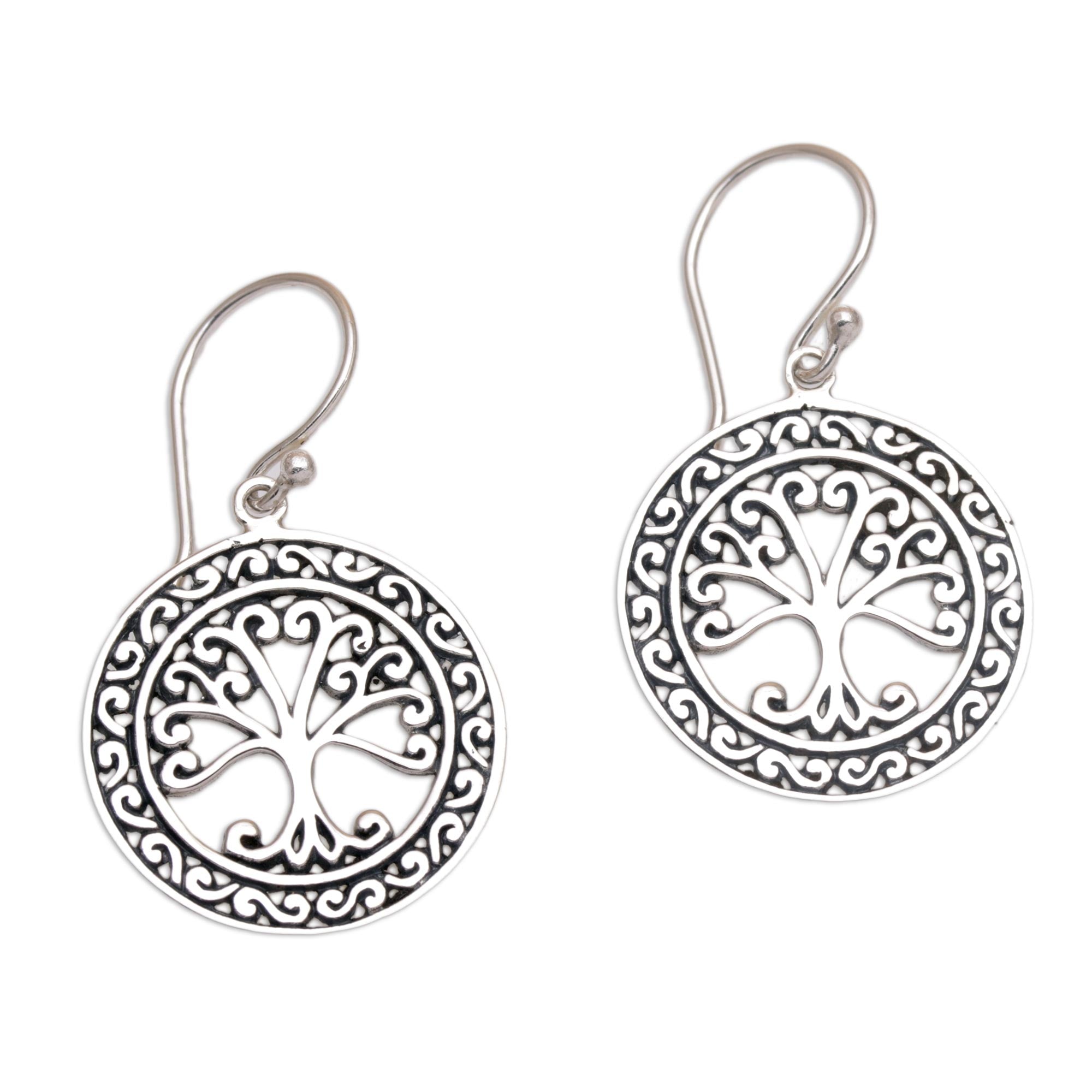 Premium Flourishing Forest Handmade in Bali 925 Sterling Silver Tree Dangle Earrings