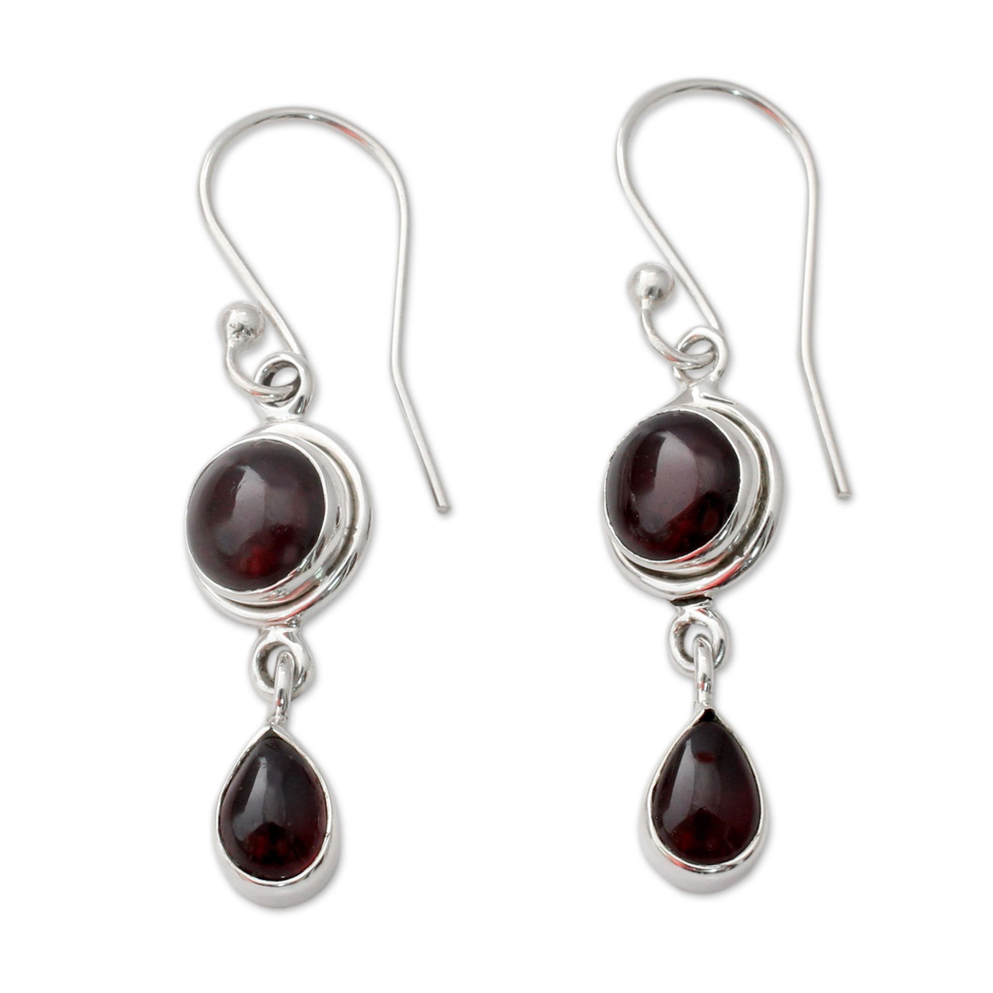 Premium Garnet Glow Sterling Silver Drop Earrings - Handcrafted Elegance