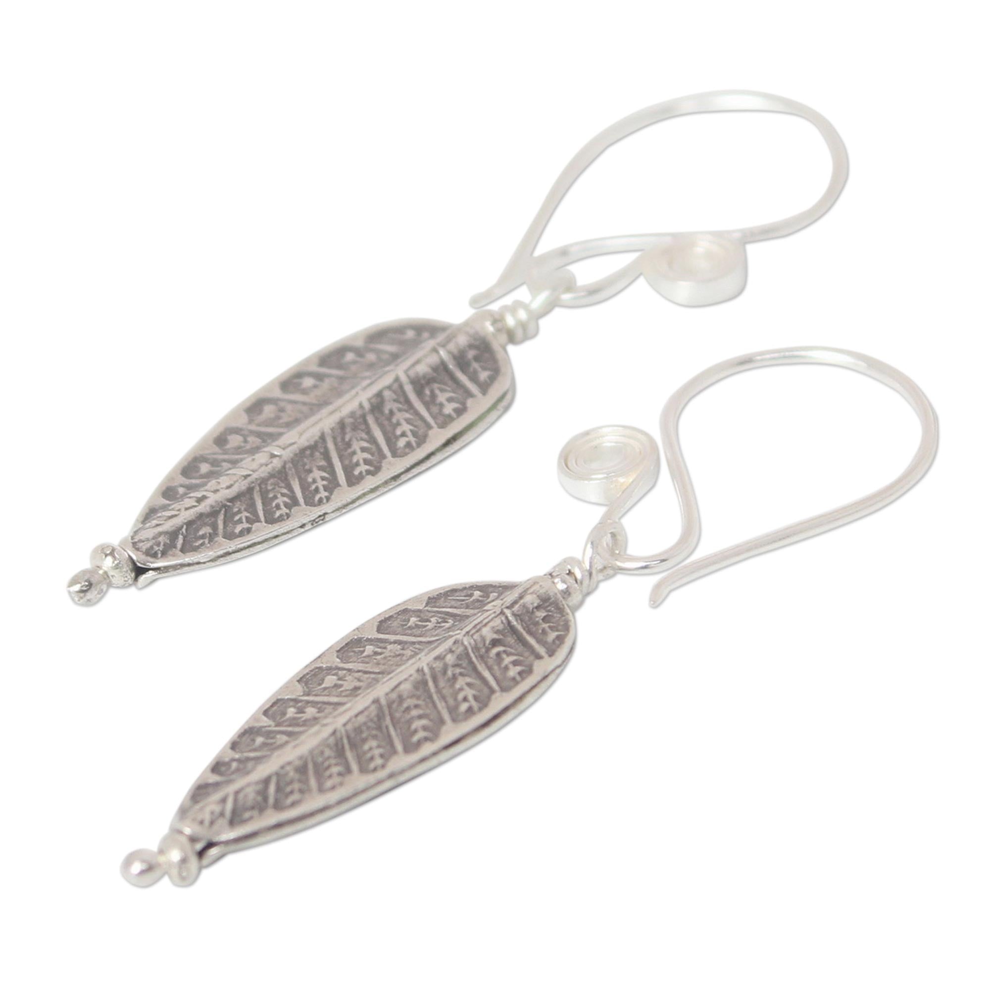 Premium Hill Tribe Forest Silver Leaf & Tree Earrings - Handcrafted Elegance