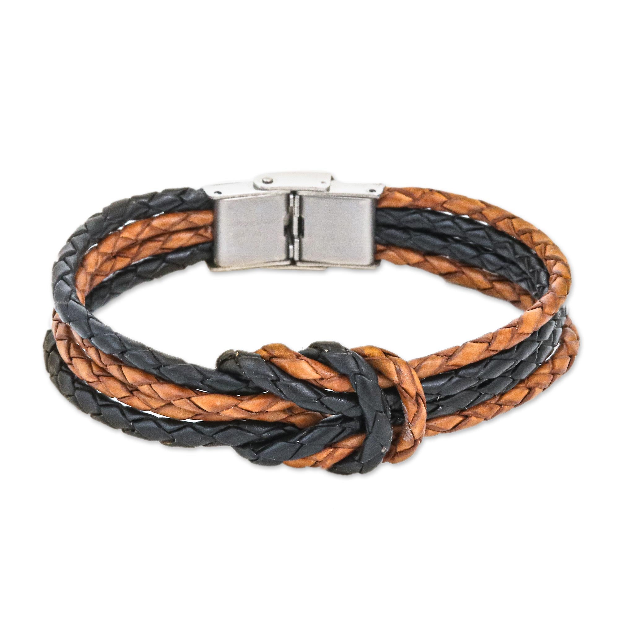 Premium Unity Braided Leather Bracelet – Handcrafted Brown & Black Design