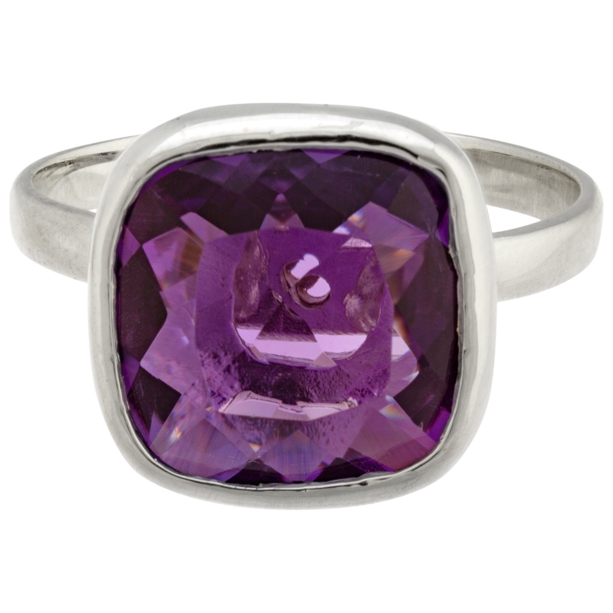 Premium Classic Cut Sterling Silver & Amethyst Ring