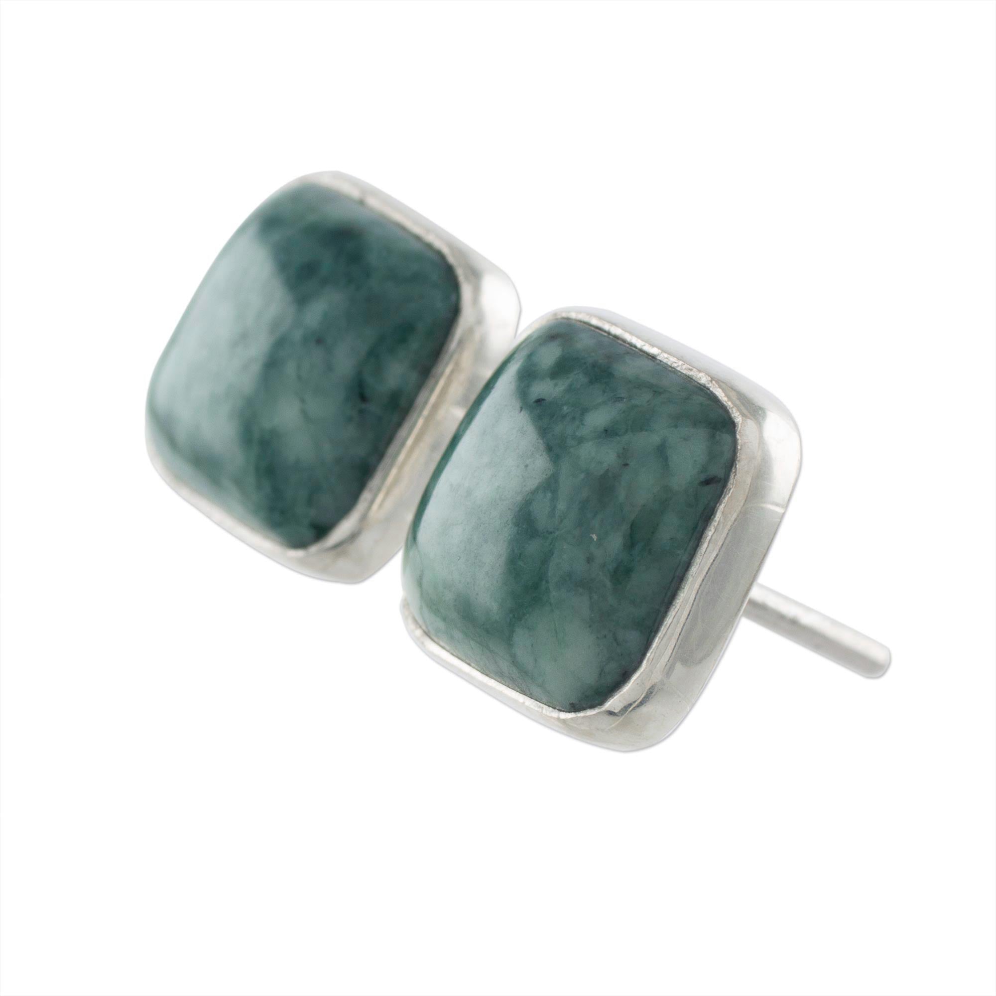 Premium Life Divine Jade & Silver Earrings – Handcrafted Elegance