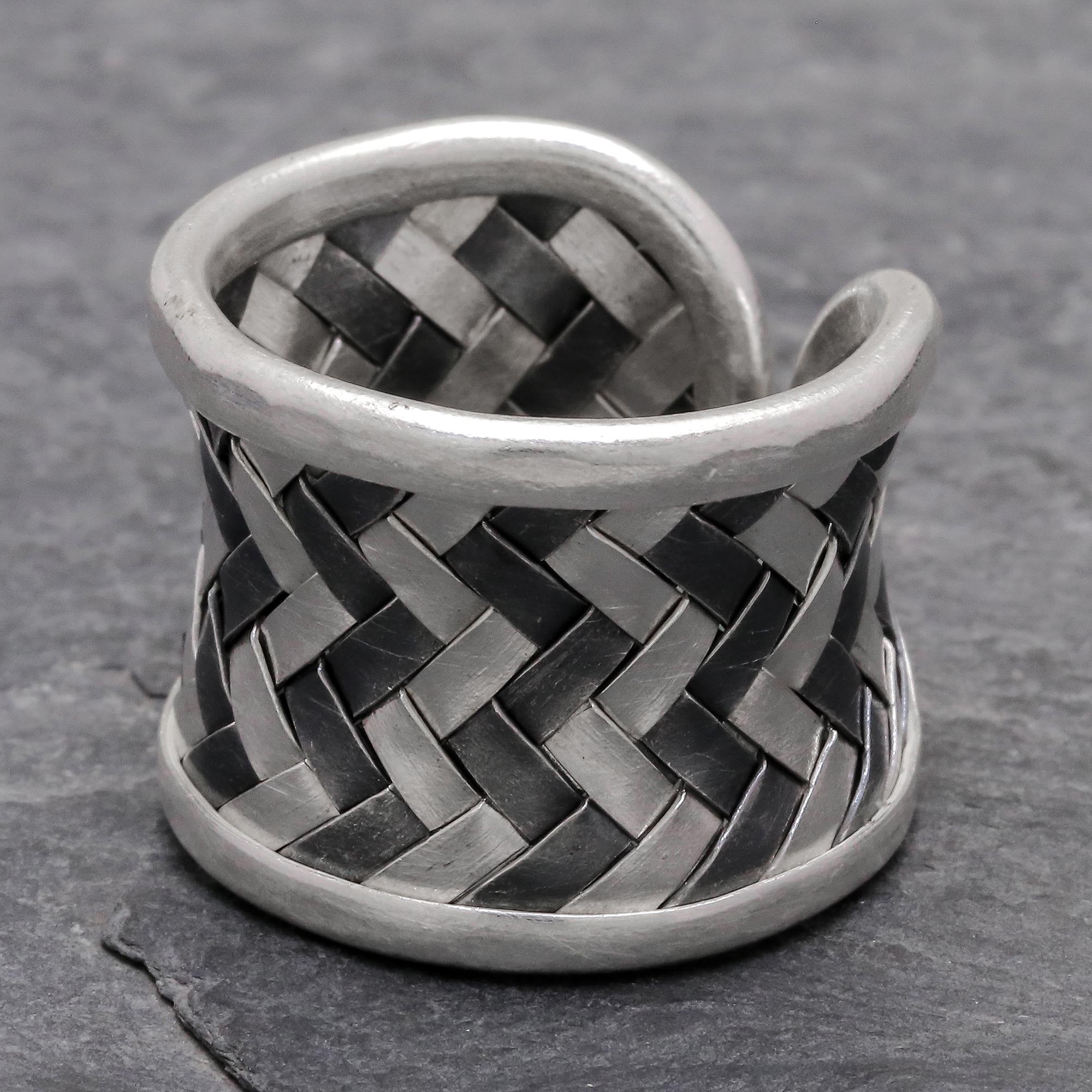 Premium Dark Path Matte & Oxidized Silver Wrap Ring - Handcrafted Elegance