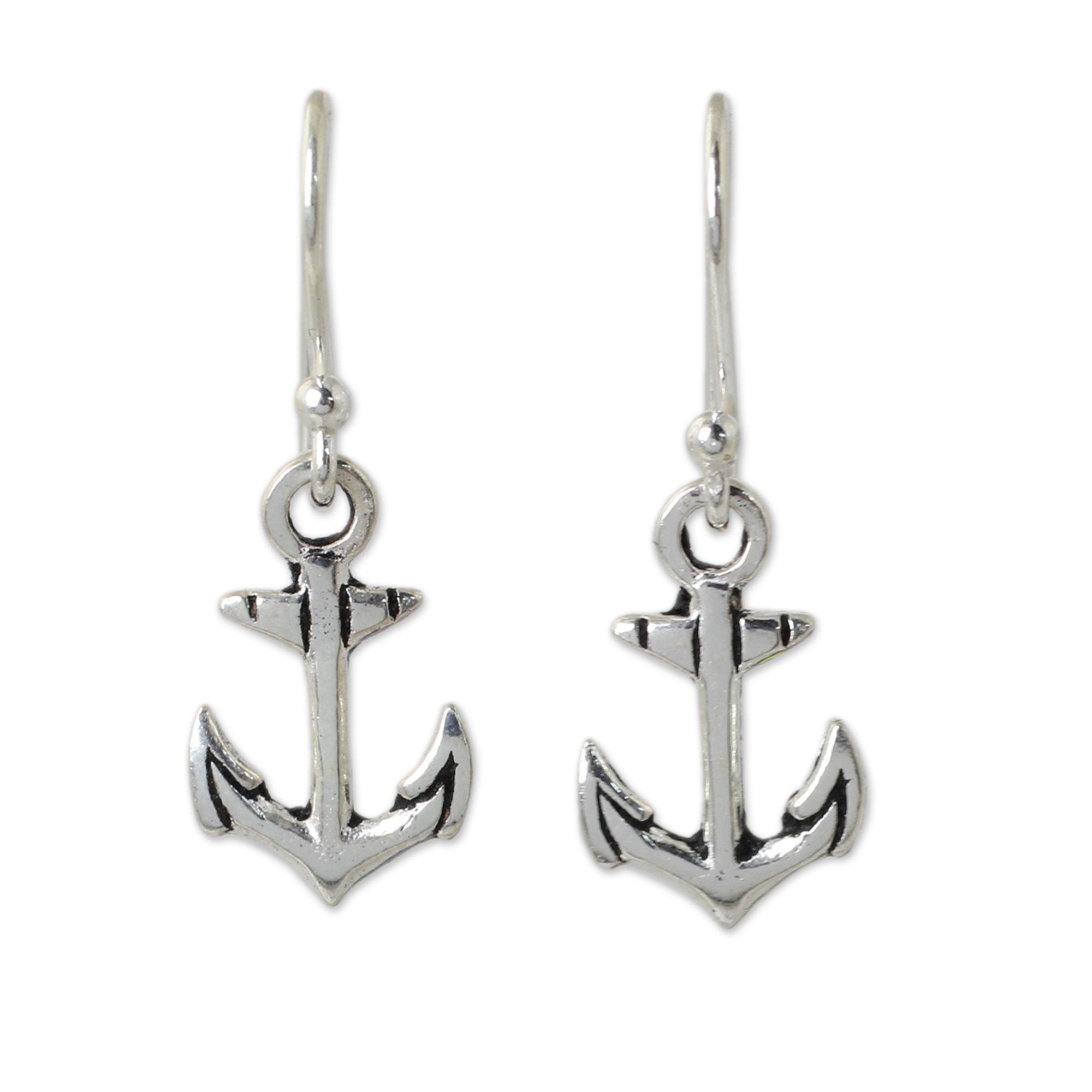 Premium Anchor Dangle Earrings - Sterling Silver