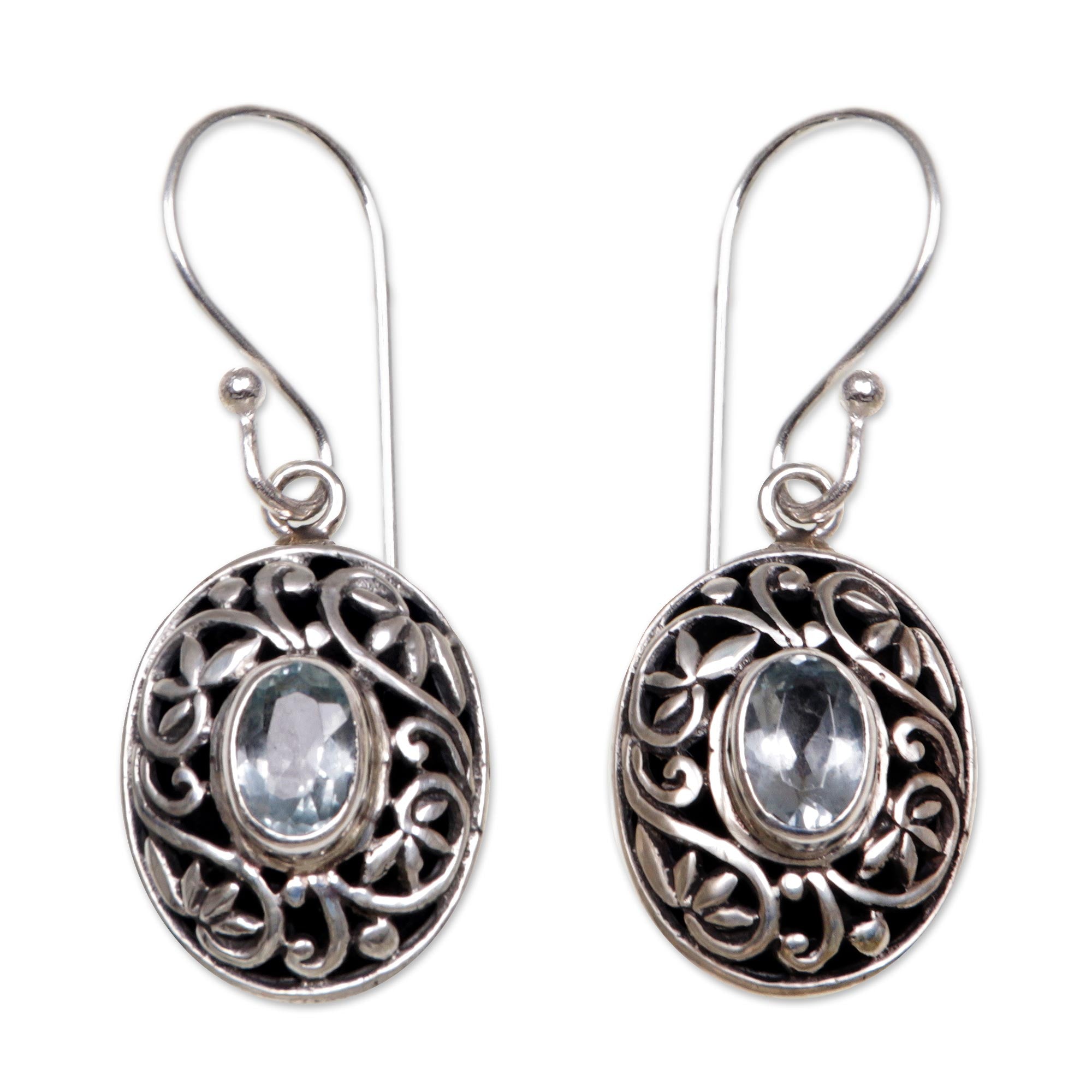 Premium Blue Topaz Sterling Silver Dangle Earrings - Ultimate Elegance