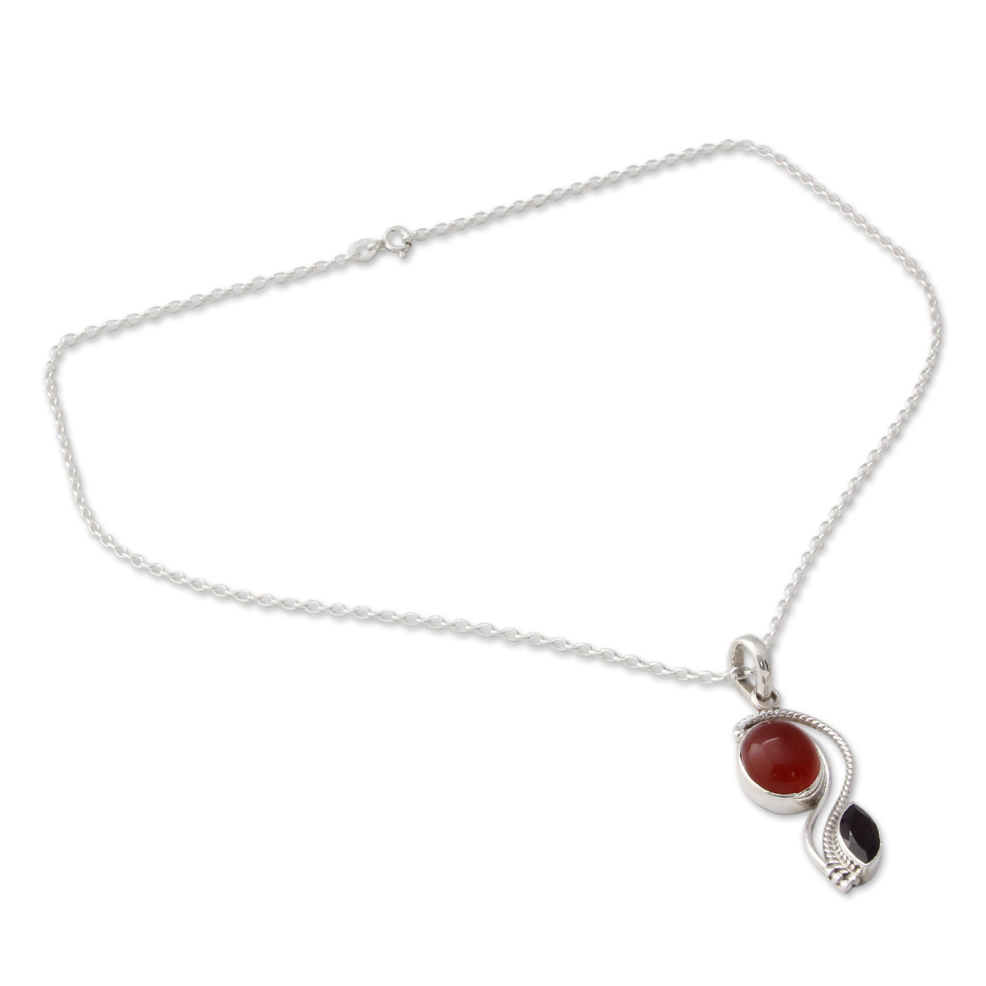 Premium Handcrafted Carnelian & Garnet Silver Pendant Necklace