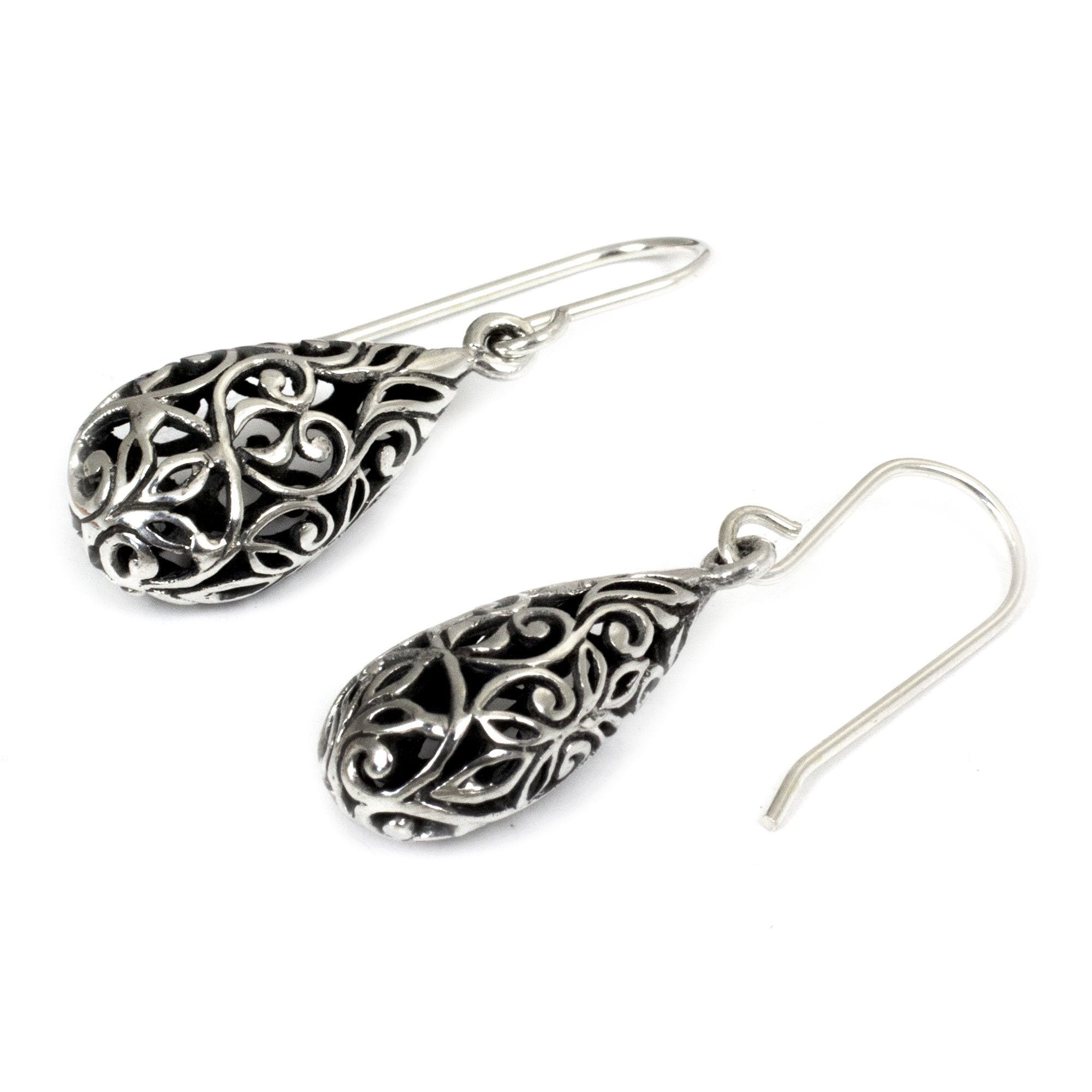 Premium Forest Vines Teardrop Earrings in Sterling Silver