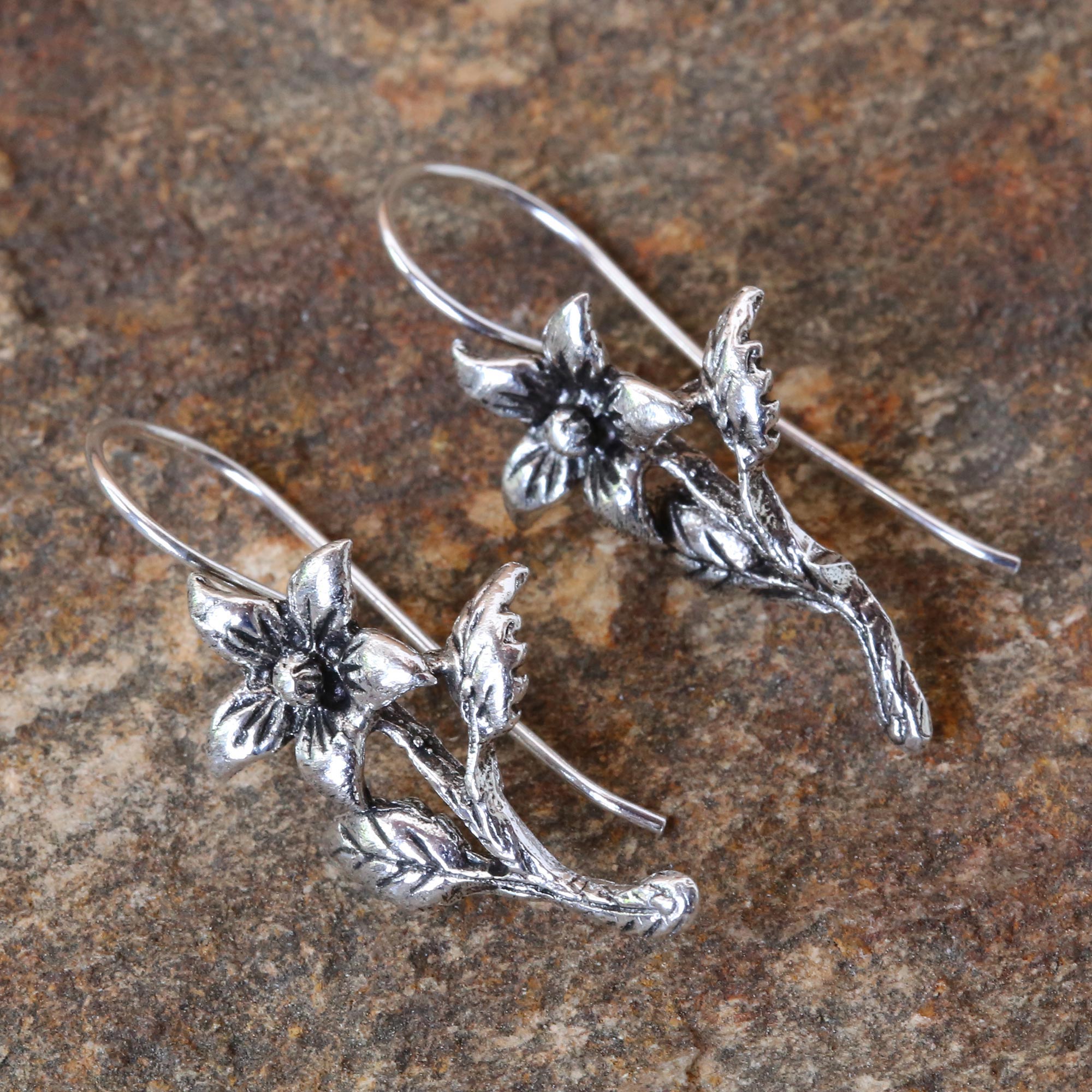 Premium Thai Artisan Sterling Silver Blooming Flower Earrings