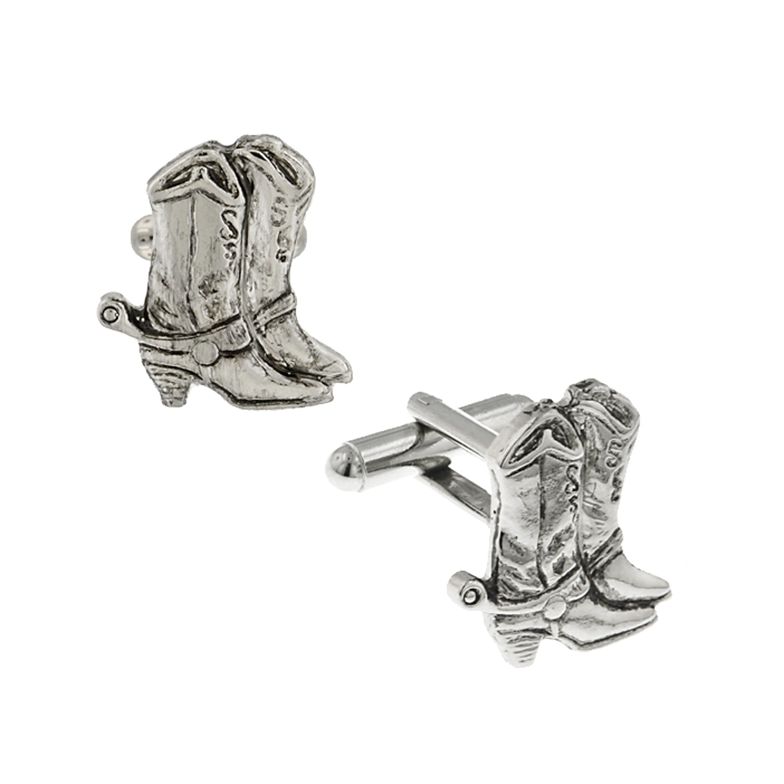 Premium 1928 Jewelry® Silver-Tone Cowboy Boot Cufflinks for Men