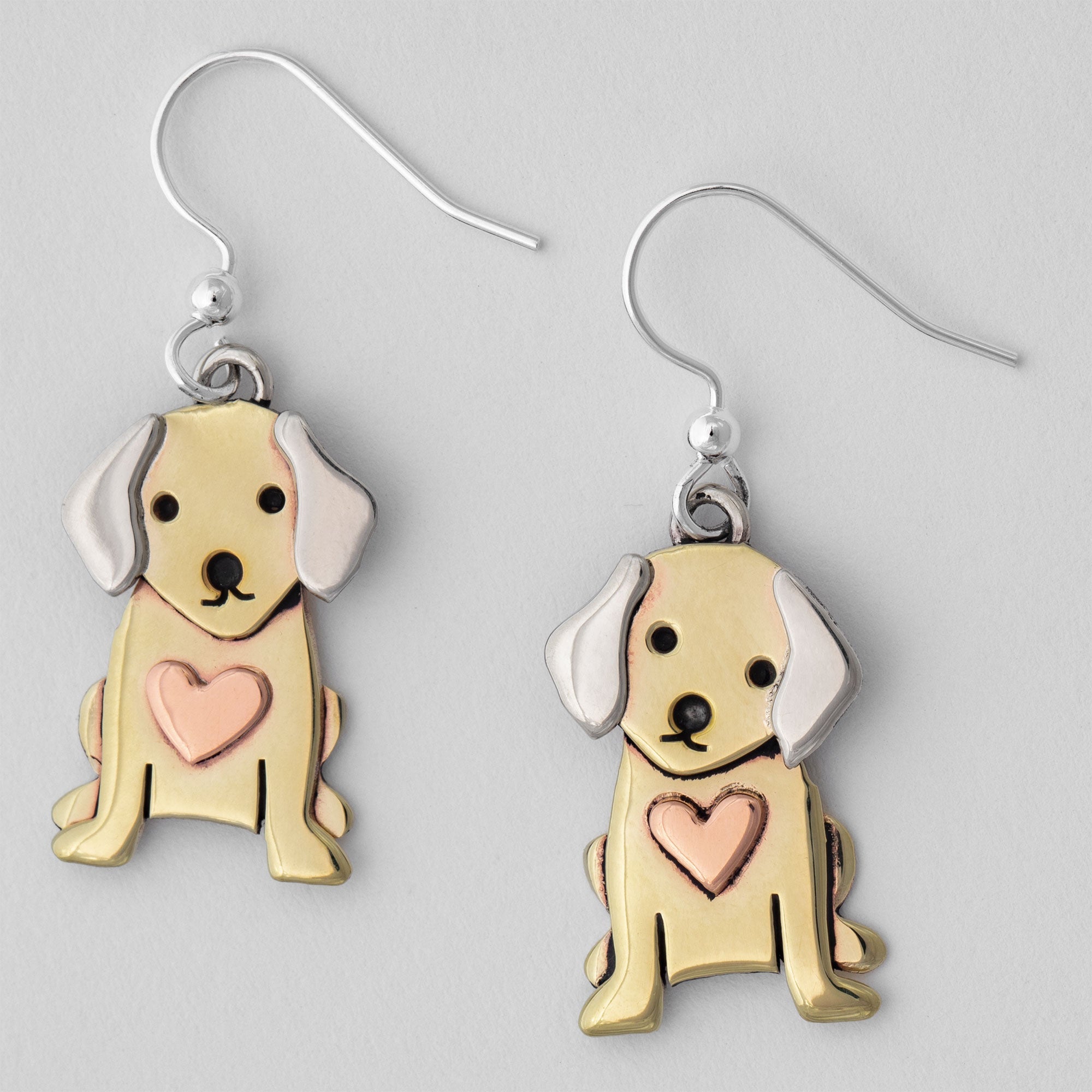 Premium Sweet Pup Mixed Metal Earrings - Handcrafted Fair Trade Jewelry