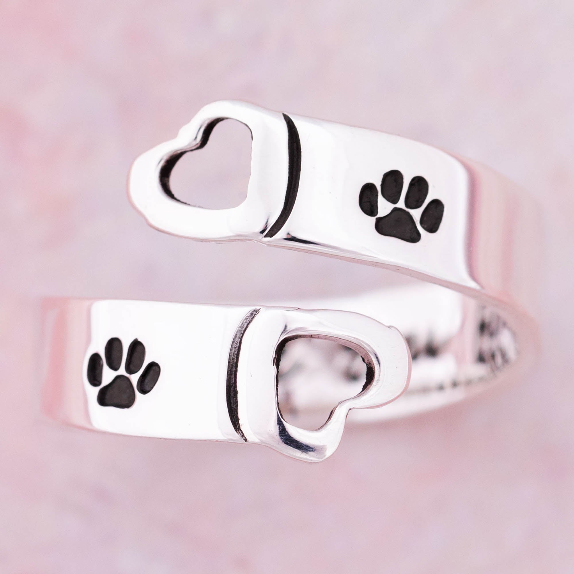 Ultimate Love Forever Adjustable Sterling Silver Paw Print Ring