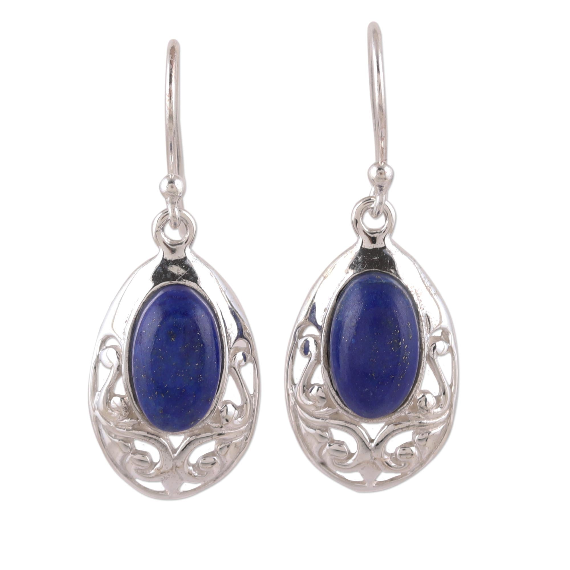 Premium Lapis Lazuli Sterling Silver Dangle Earrings - Ultimate Elegance