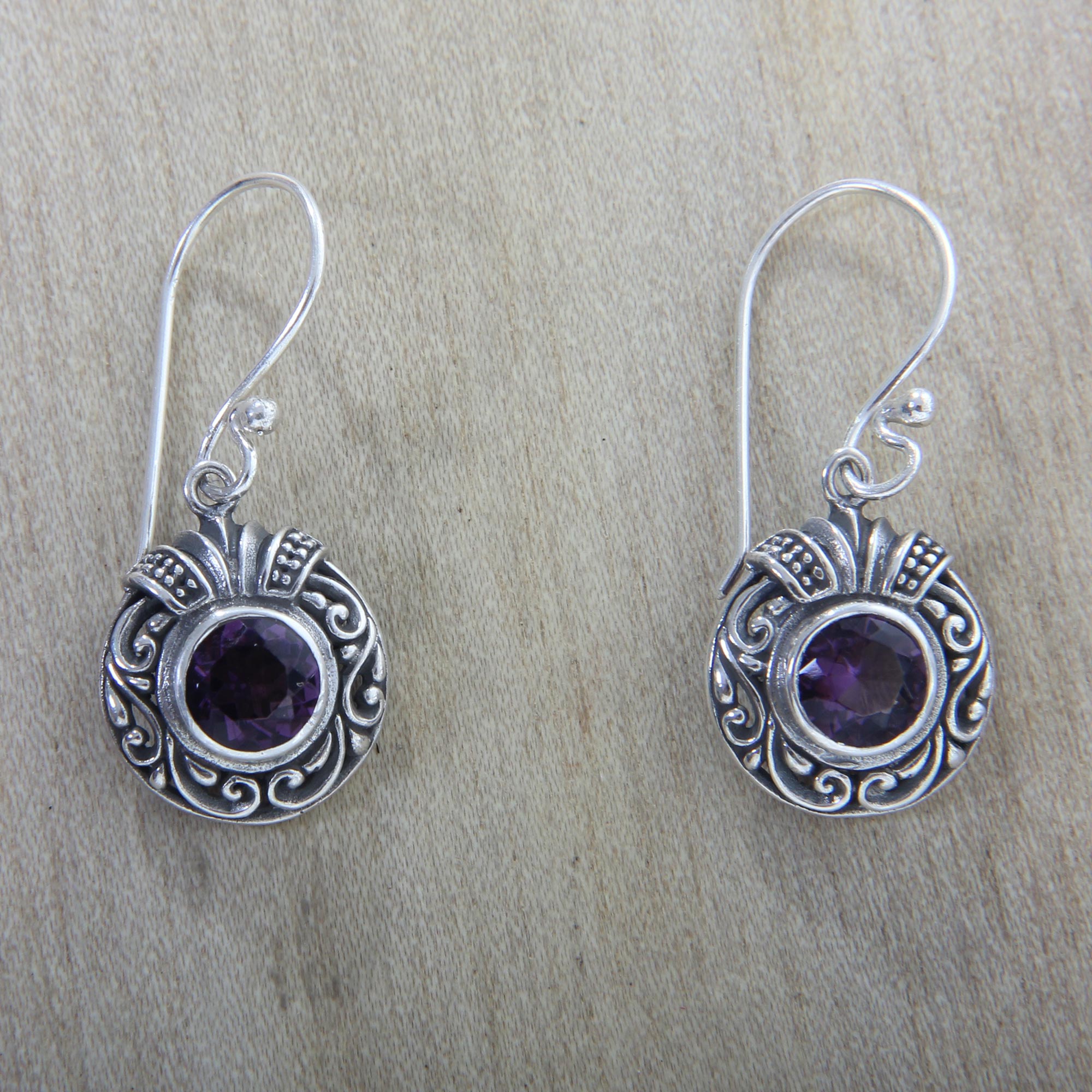 Premium Lilac Ladybug Dangle Earrings with Sparkling Amethyst