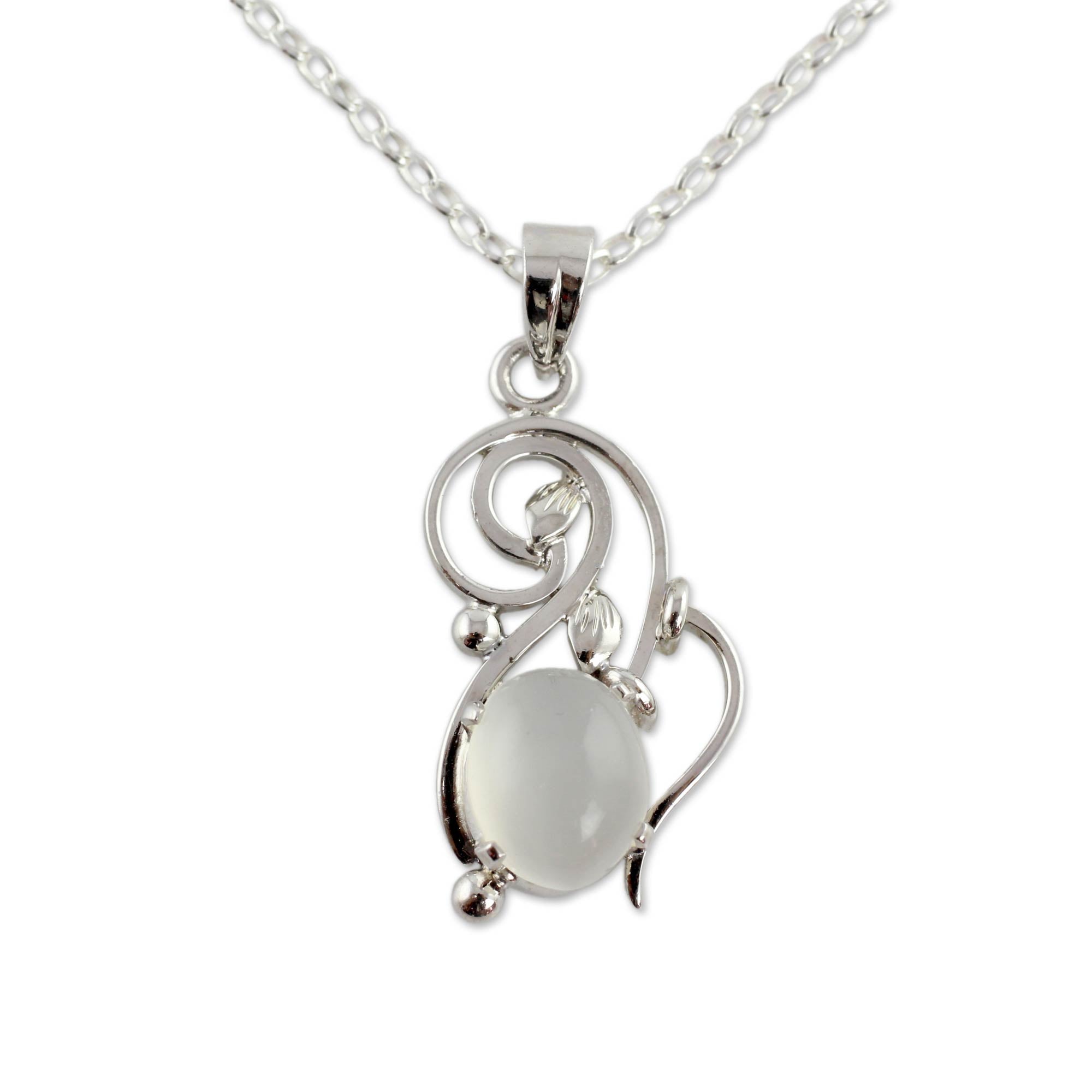 Premium Lunar Treasure Moonstone Necklace - Artisan Crafted Sterling Silver Jewelry