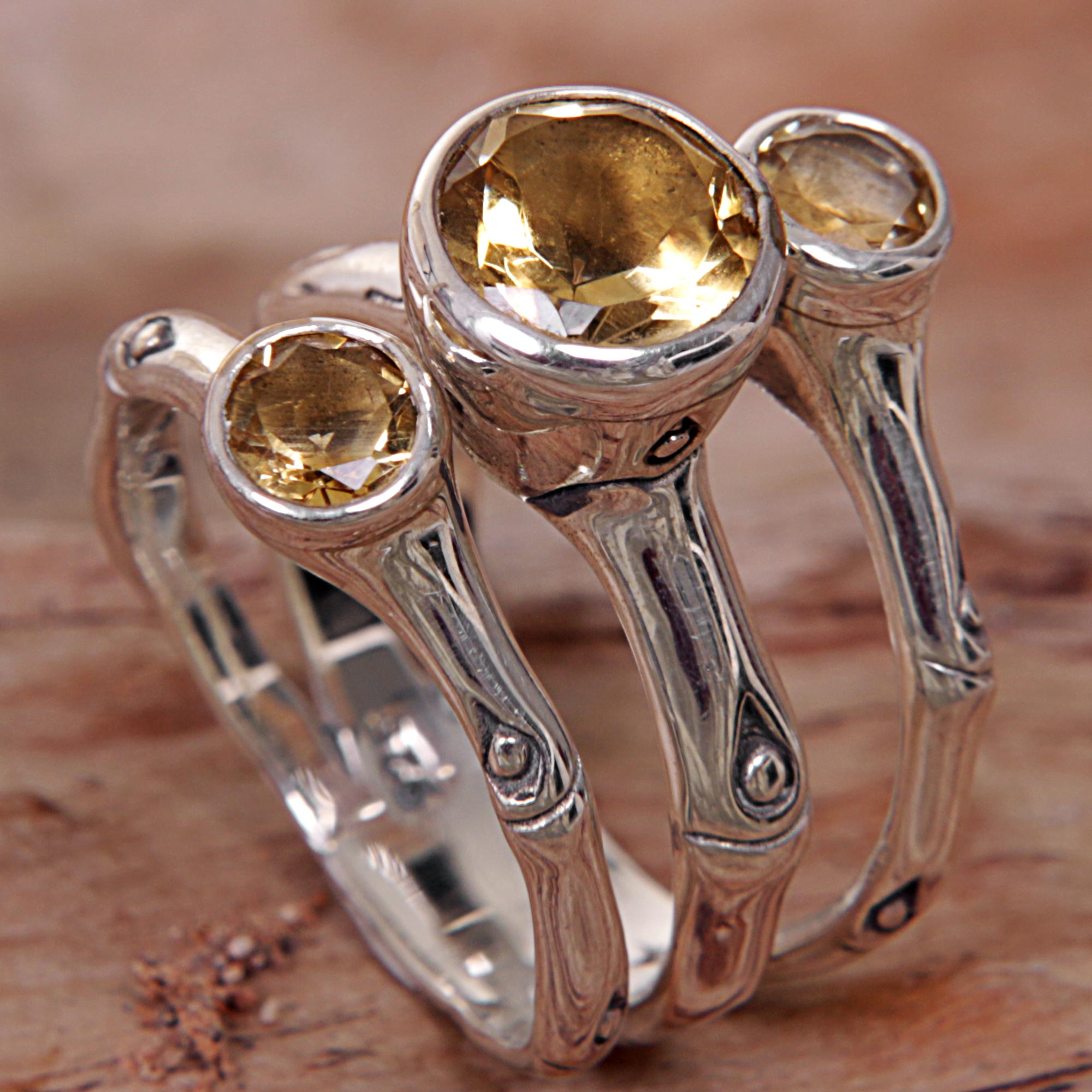 Premium Bamboo Dew Citrine Cocktail Ring – Ultimate Handcrafted Elegance