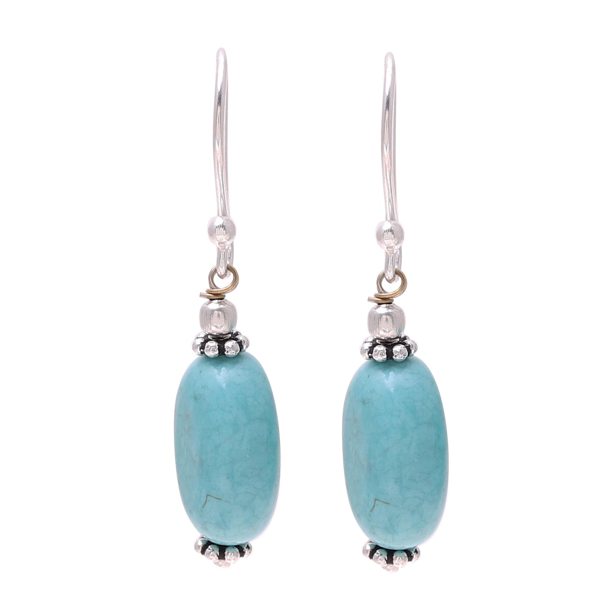 Premium Cloudless Sky Sterling Silver & Turquoise Dangle Earrings