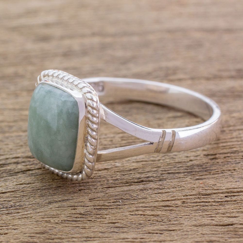 Premium Divine Jade & Sterling Silver Ring - Handcrafted Elegance