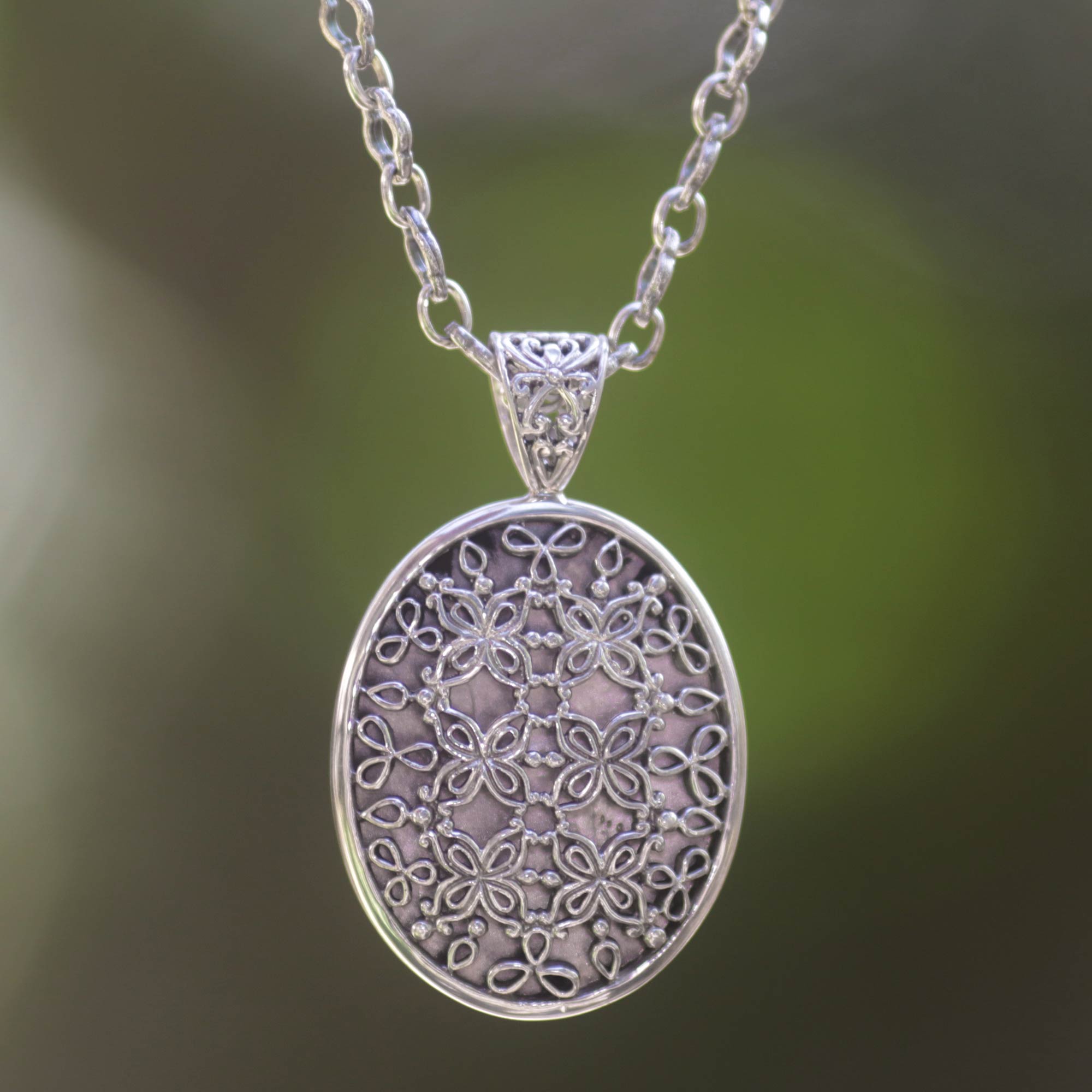 Premium Jasmine at Night Sterling Silver Pendant Necklace - Handcrafted Elegance