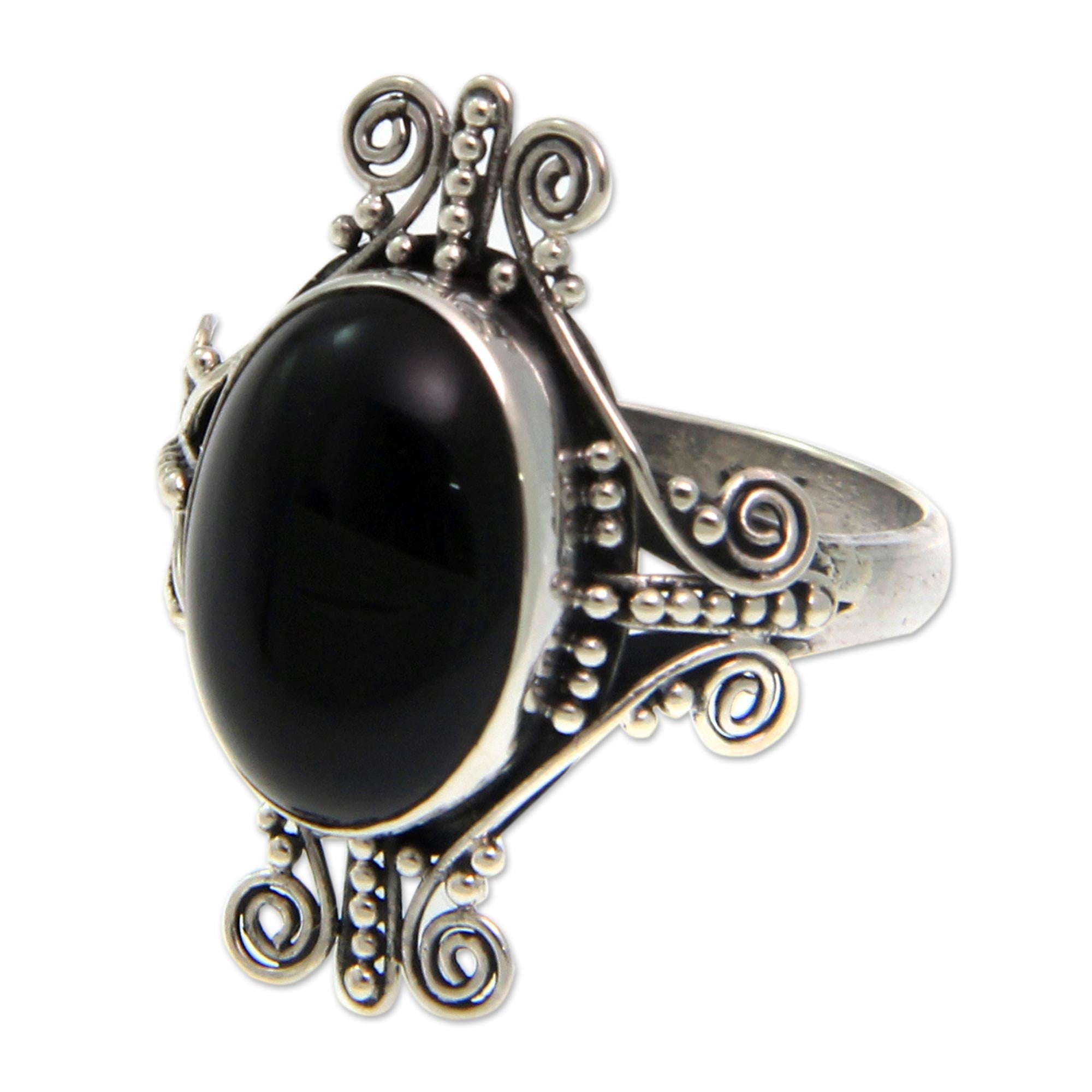 Premium Dewi Putera Sterling Silver & Onyx Bali-Inspired Ring