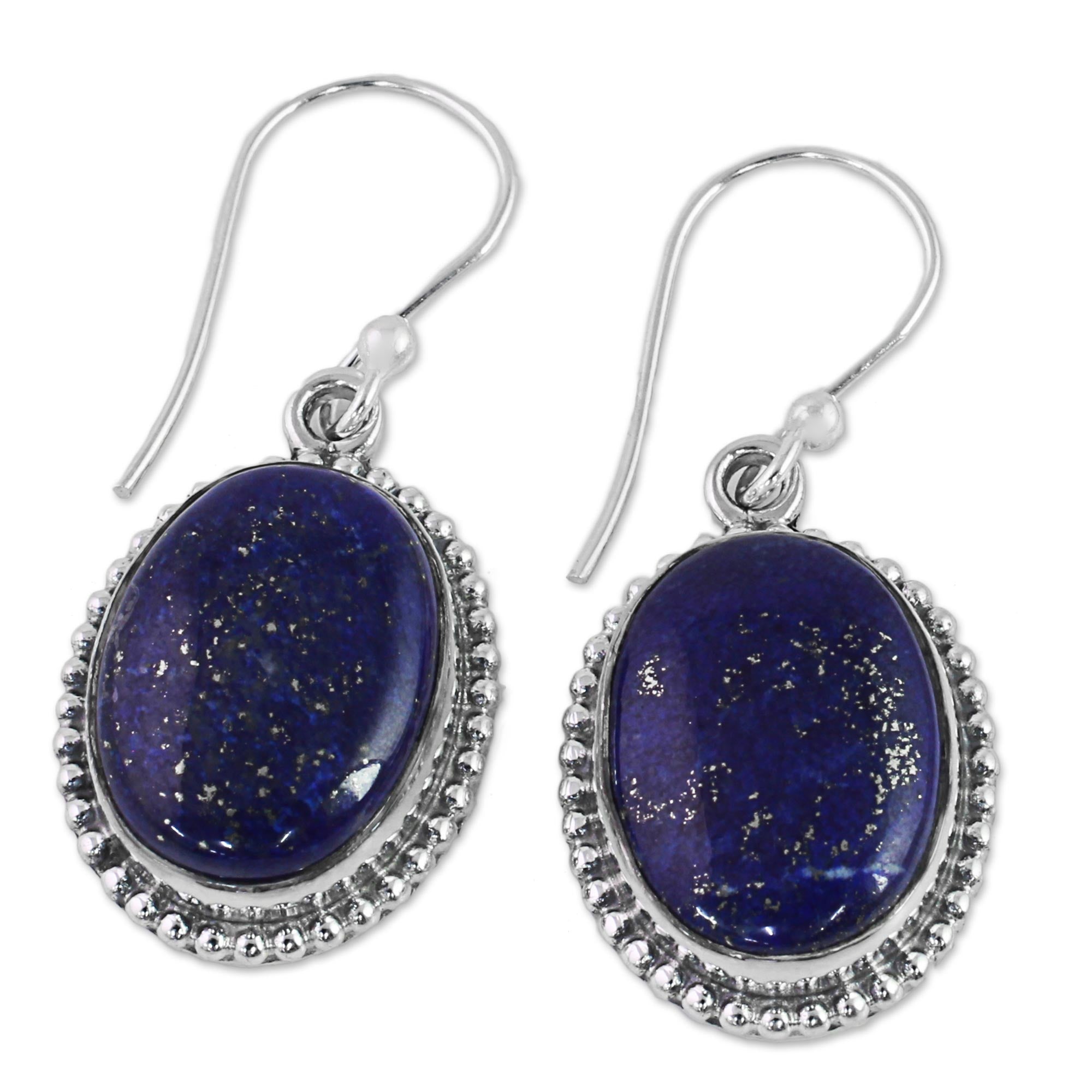 Premium Lapis Lazuli Dangle Earrings with Gold Accents | Handcrafted Elegance