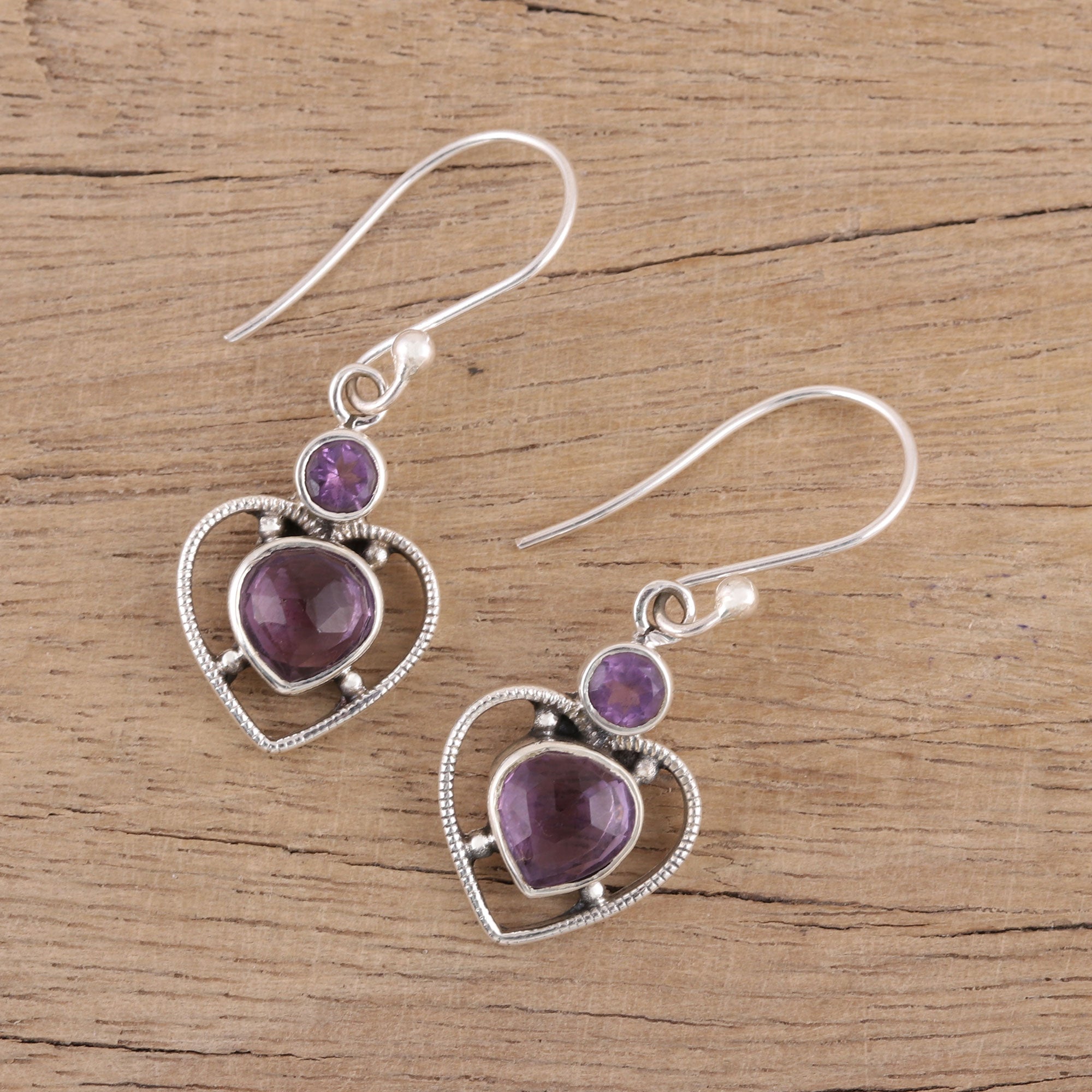 Premium Lavender Heart Handmade 925 Sterling Silver Amethyst Earrings